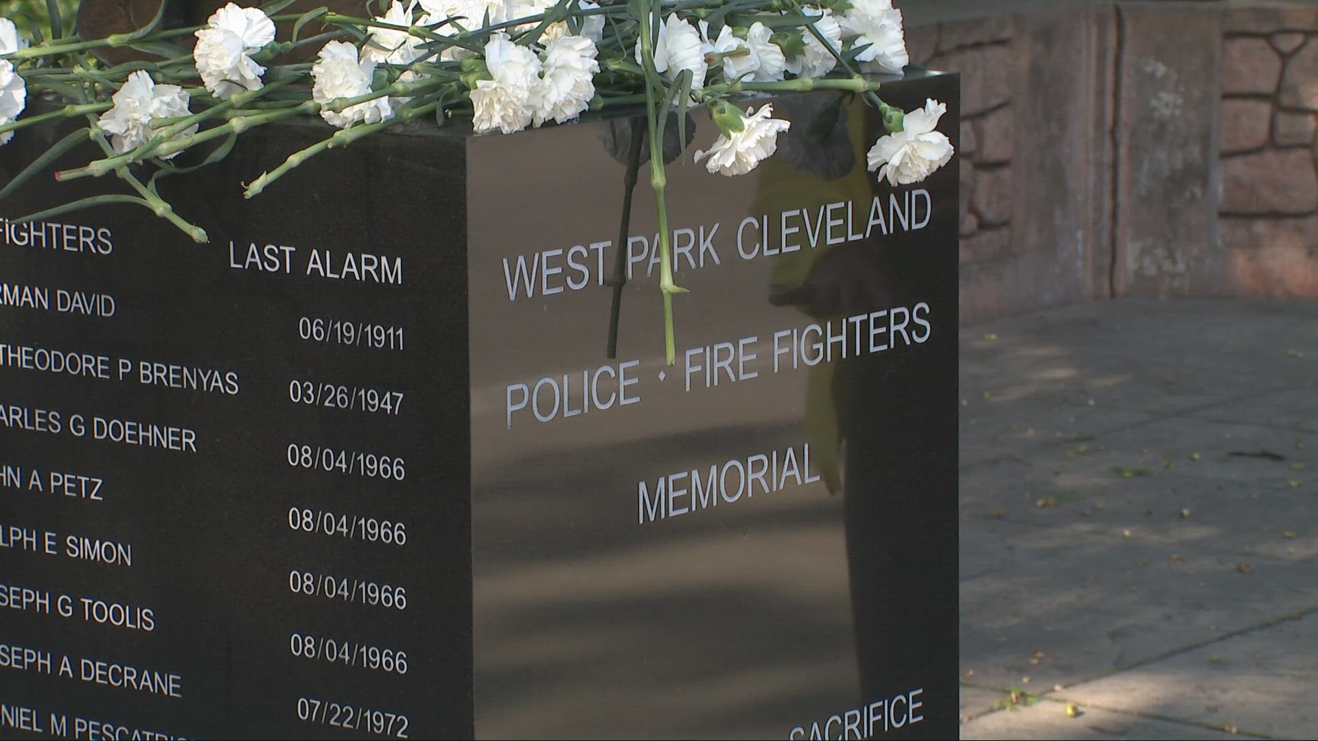 The names of West Park's fallen heroes have been added to a memorial since it was built after Cleveland police officer Wayne Leon died in the line of duty in 2000.
