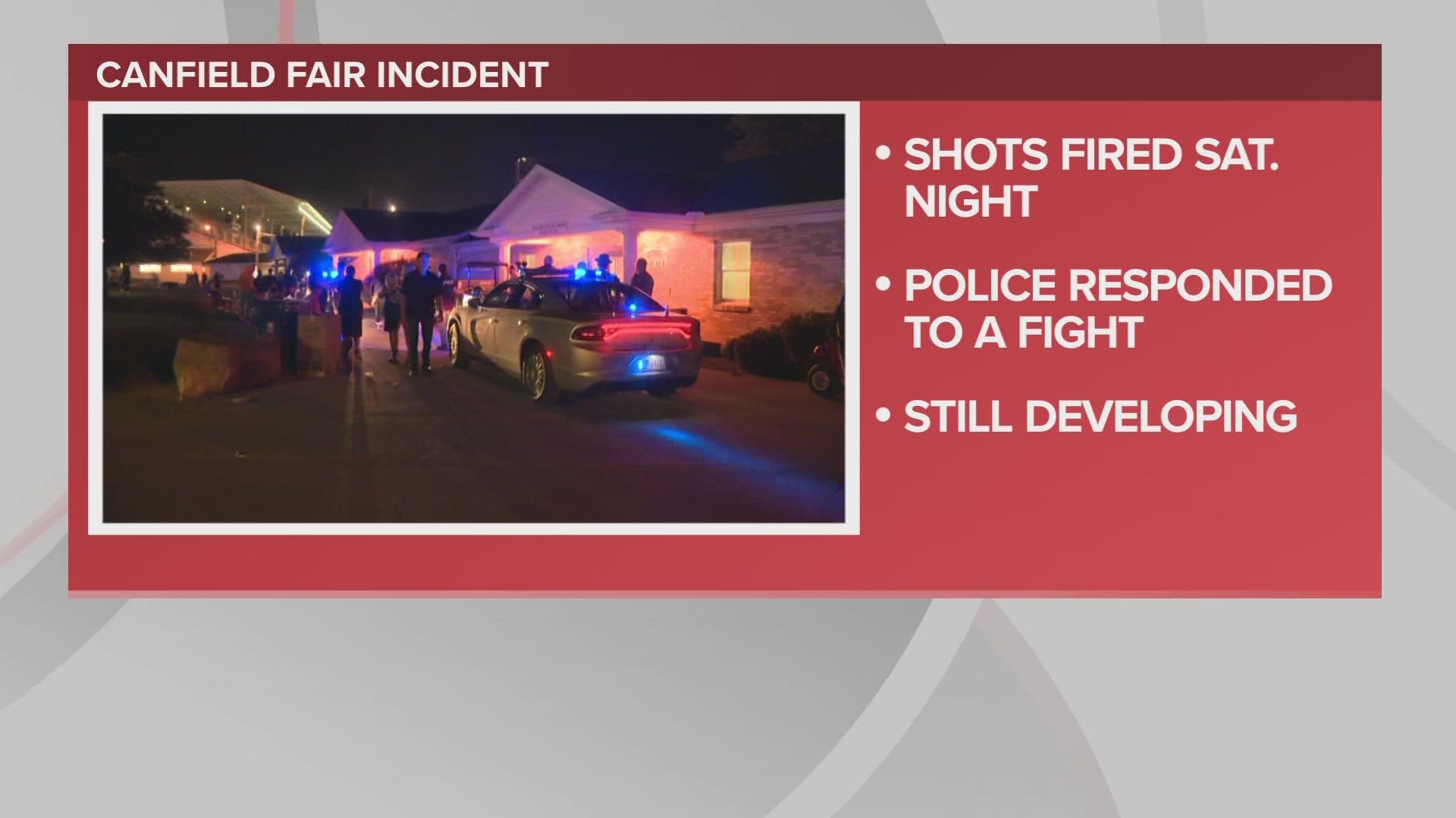 Fair officials confirmed to NBC affiliate WFMJ that a shooting happened after a fight broke out at the Canfield Fair.