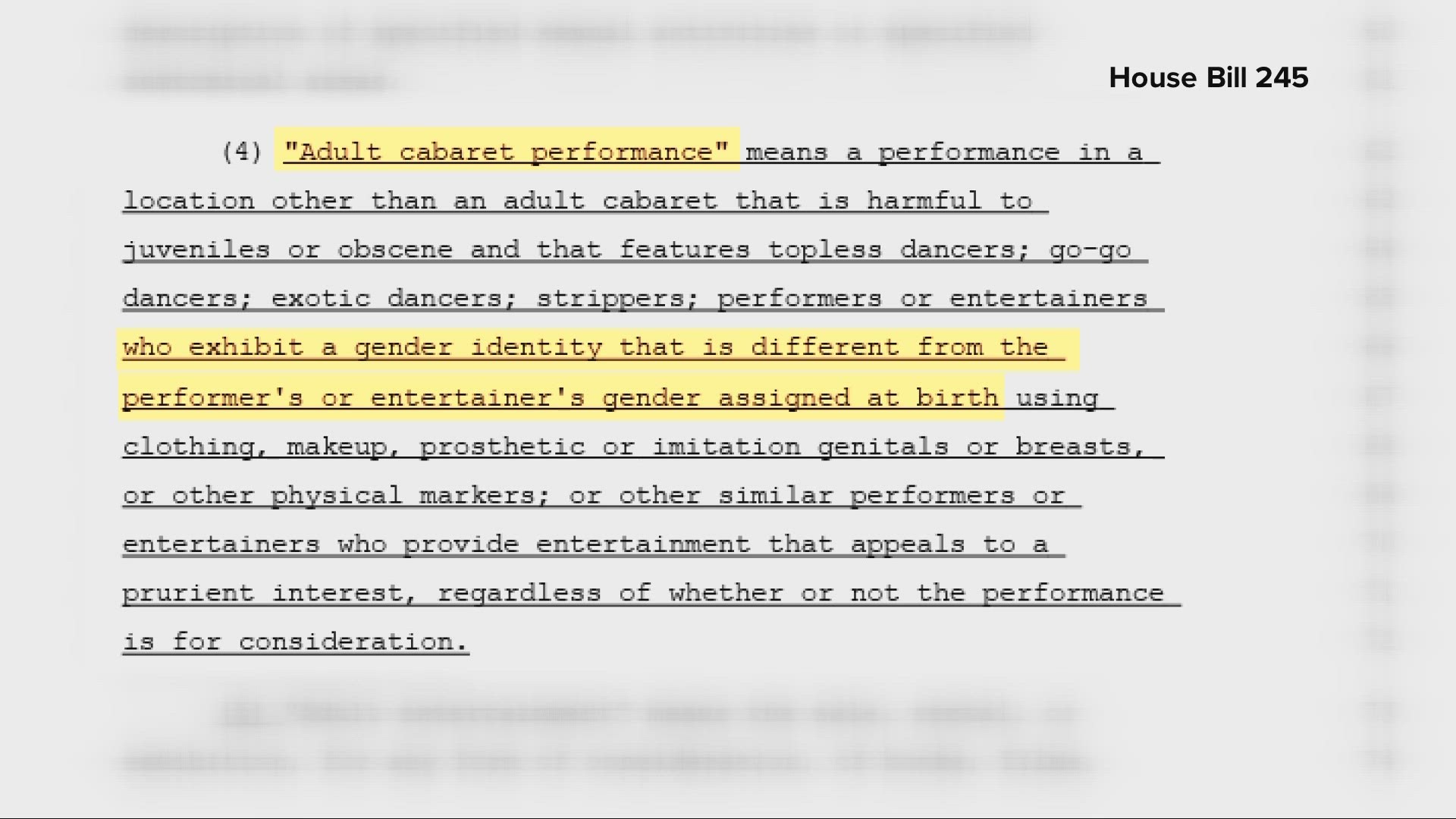 House Bill 245, which has more than 40 co-sponsors, gets into specific language about where drag performers would be able to perform in Ohio.