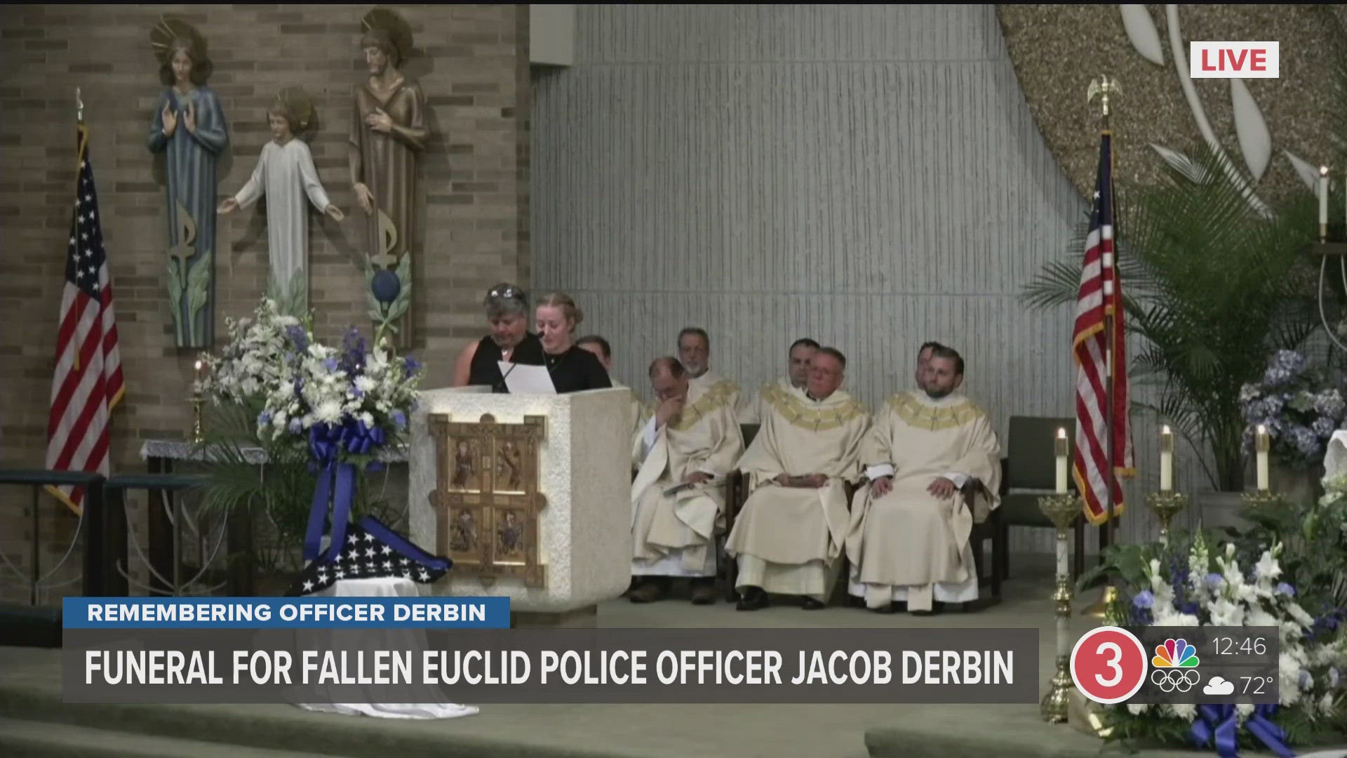 Funeral services are underway as the community gathers to pay their respects for Euclid police officer Jacob Derbin one week after he was shot and killed.