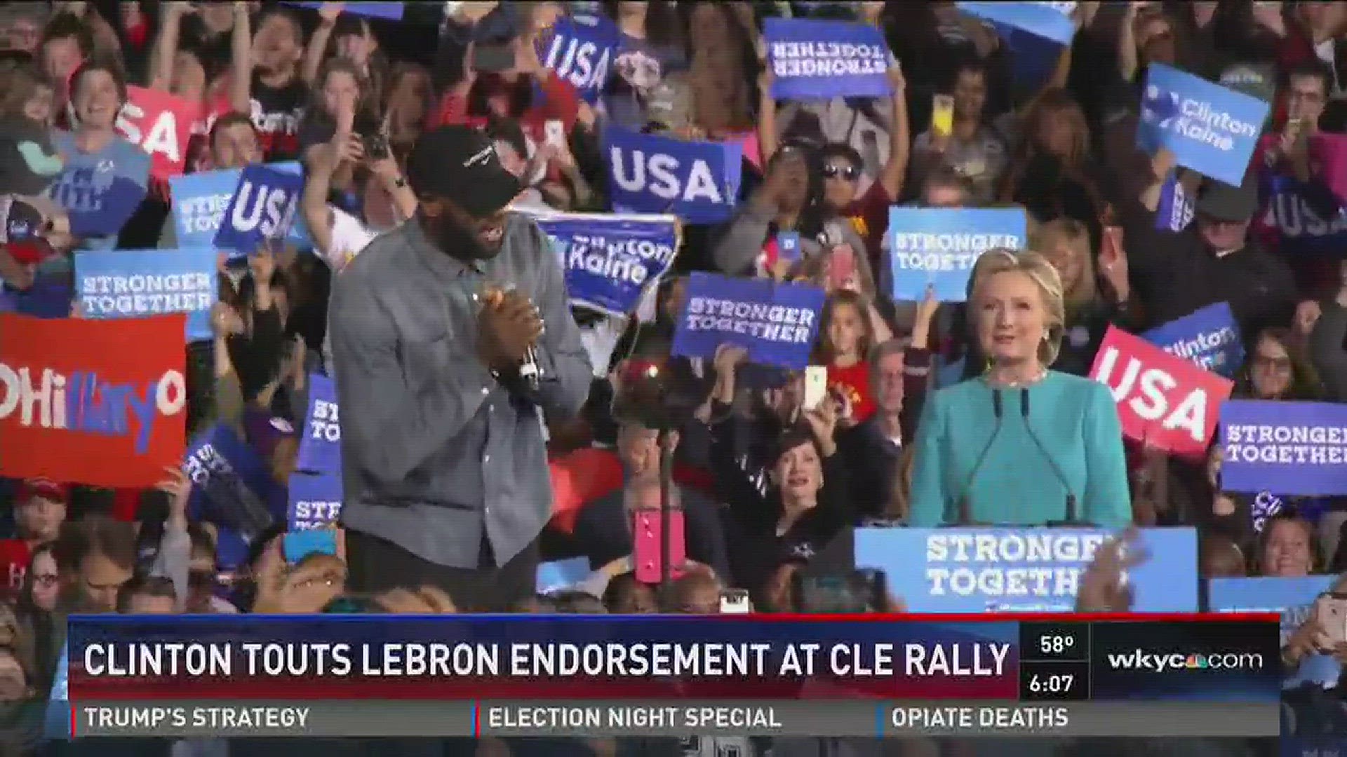 Clinton Touts LeBron Endorsement at CLE Rally
