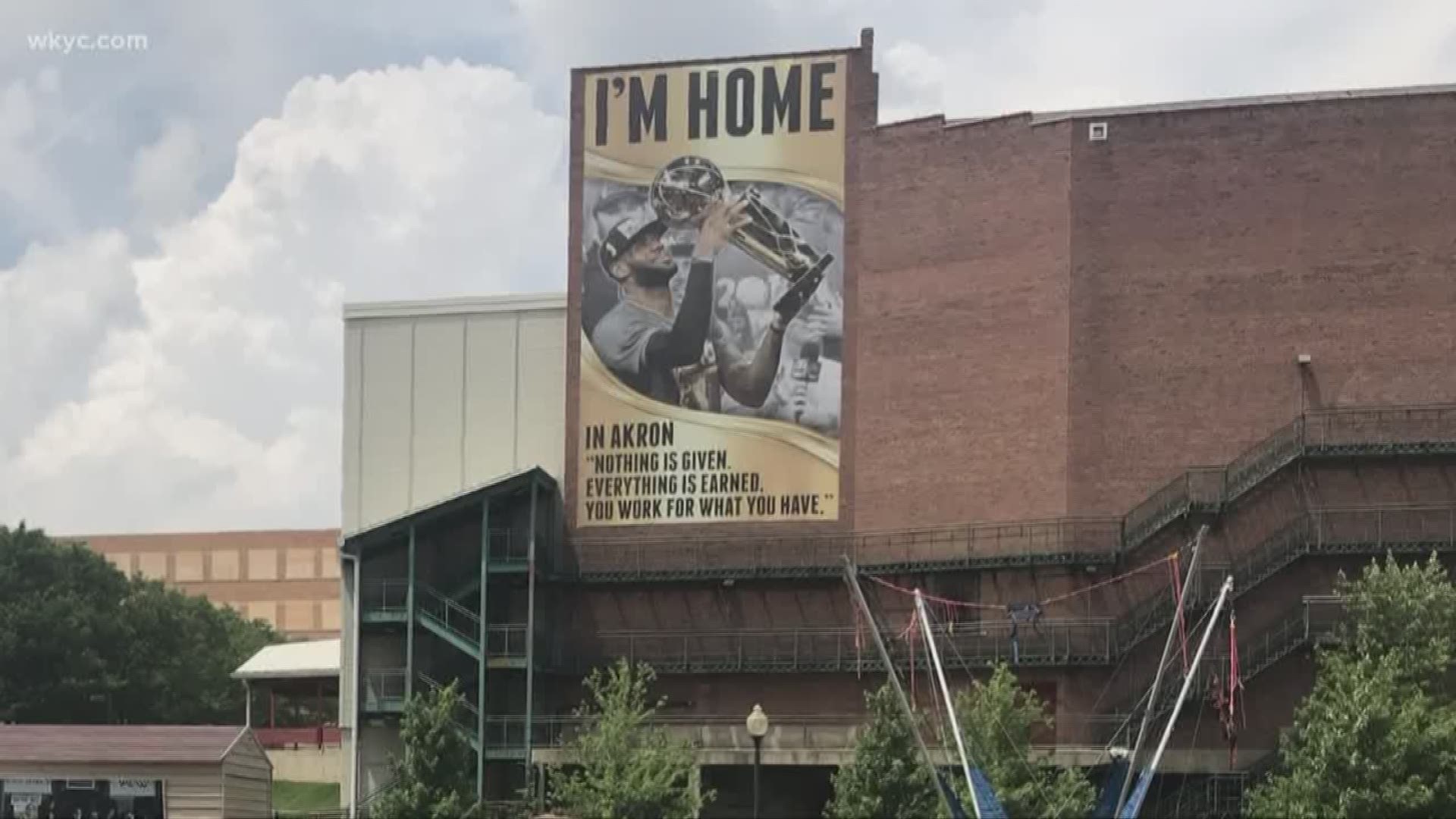 While LeBron James banner in Cleveland is coming down, Akron's will stay
