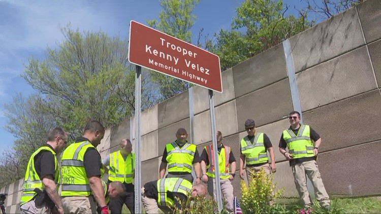 Honoring Ohio State Patrol Trooper Kenny Velez along I-90
