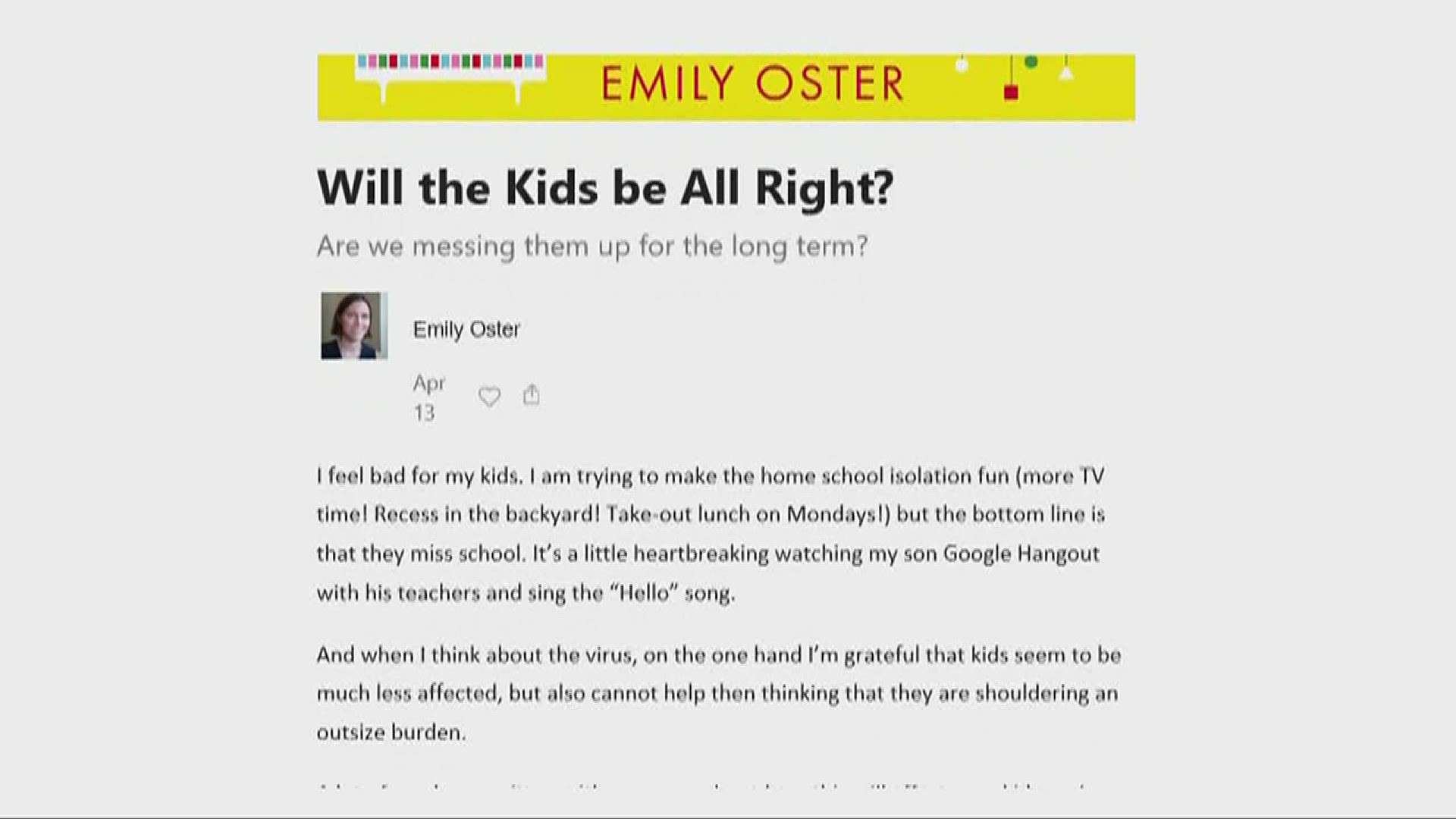 Emily Oster is an economist by trade, but her readers turn to her for parenting advice. Sara Shookman spoke with the best-selling author.