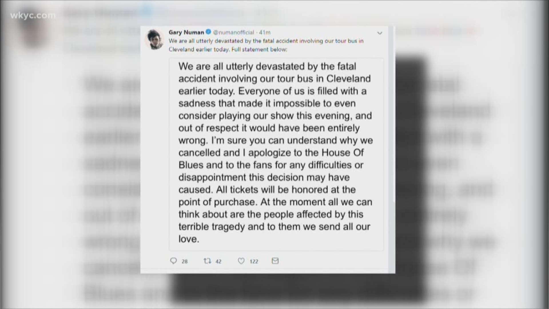 'We are utterly devastated': Gary Numan issues statement after tour bus fatally hits man in CLE