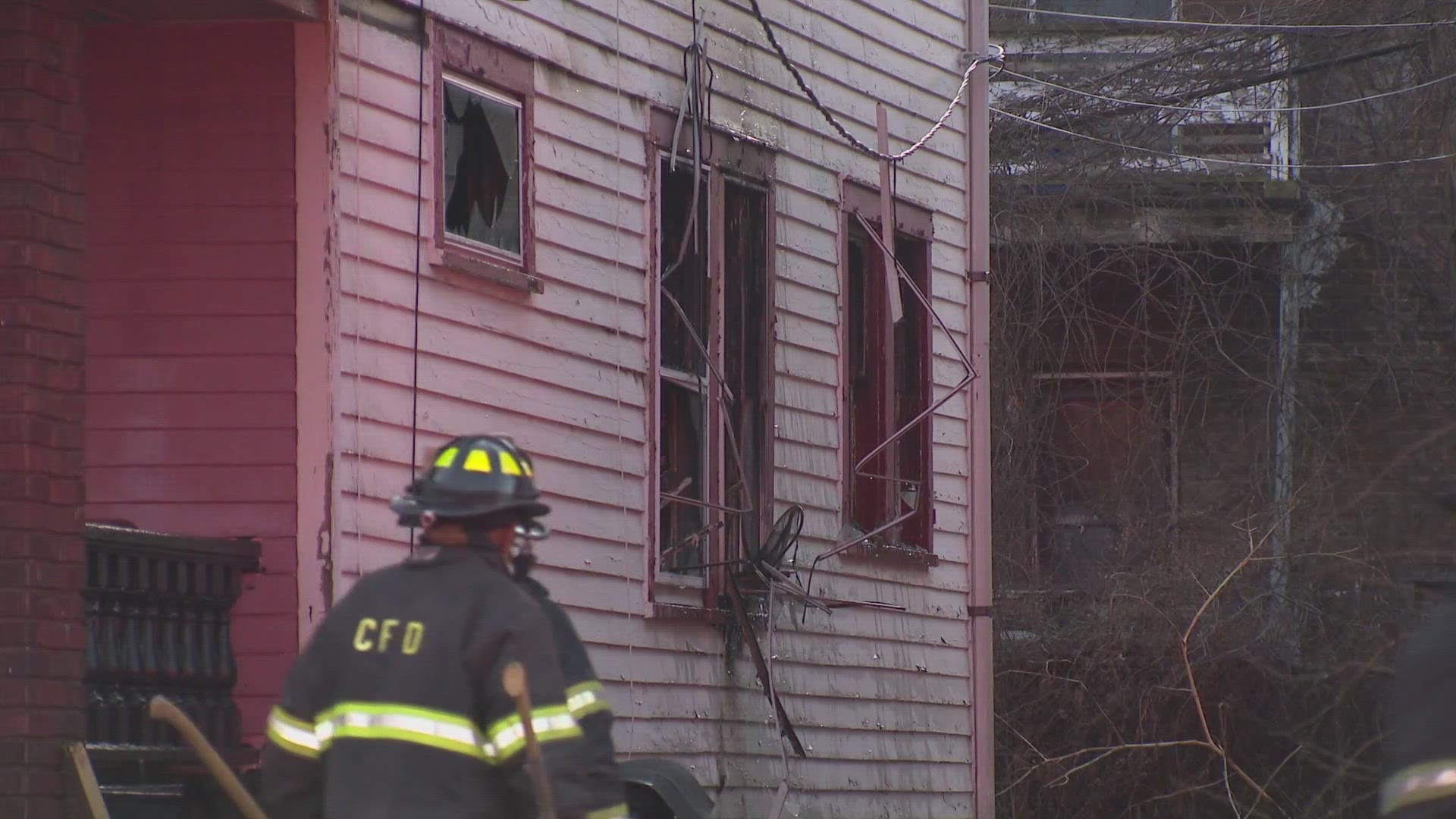 Cleveland fire officials say the woman was found dead in the house in the 900 block of Paxton Road, while an elderly man was able to escape.