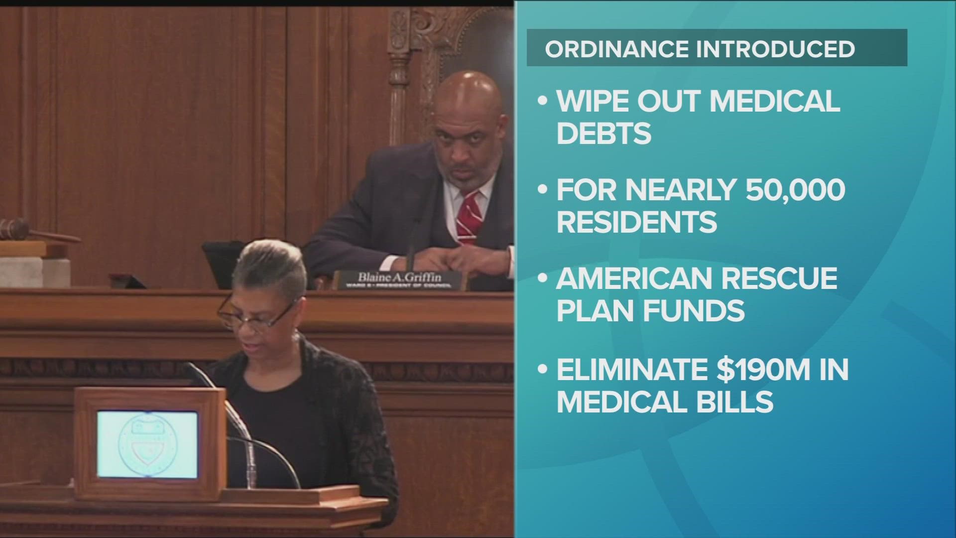 Council introduced legislation Monday to use $1.9 million in American Rescue Plan Act funds to buy medical debt.