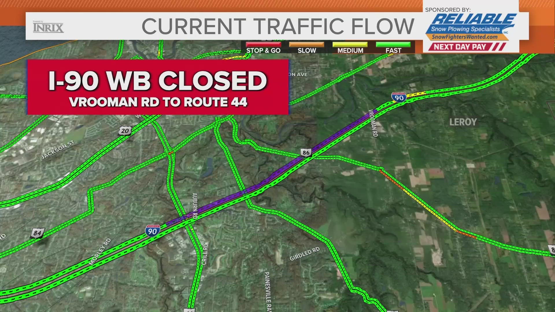 The Ohio Department of Transportation says the westbound lanes are currently closed at Vrooman Road because of a crash.