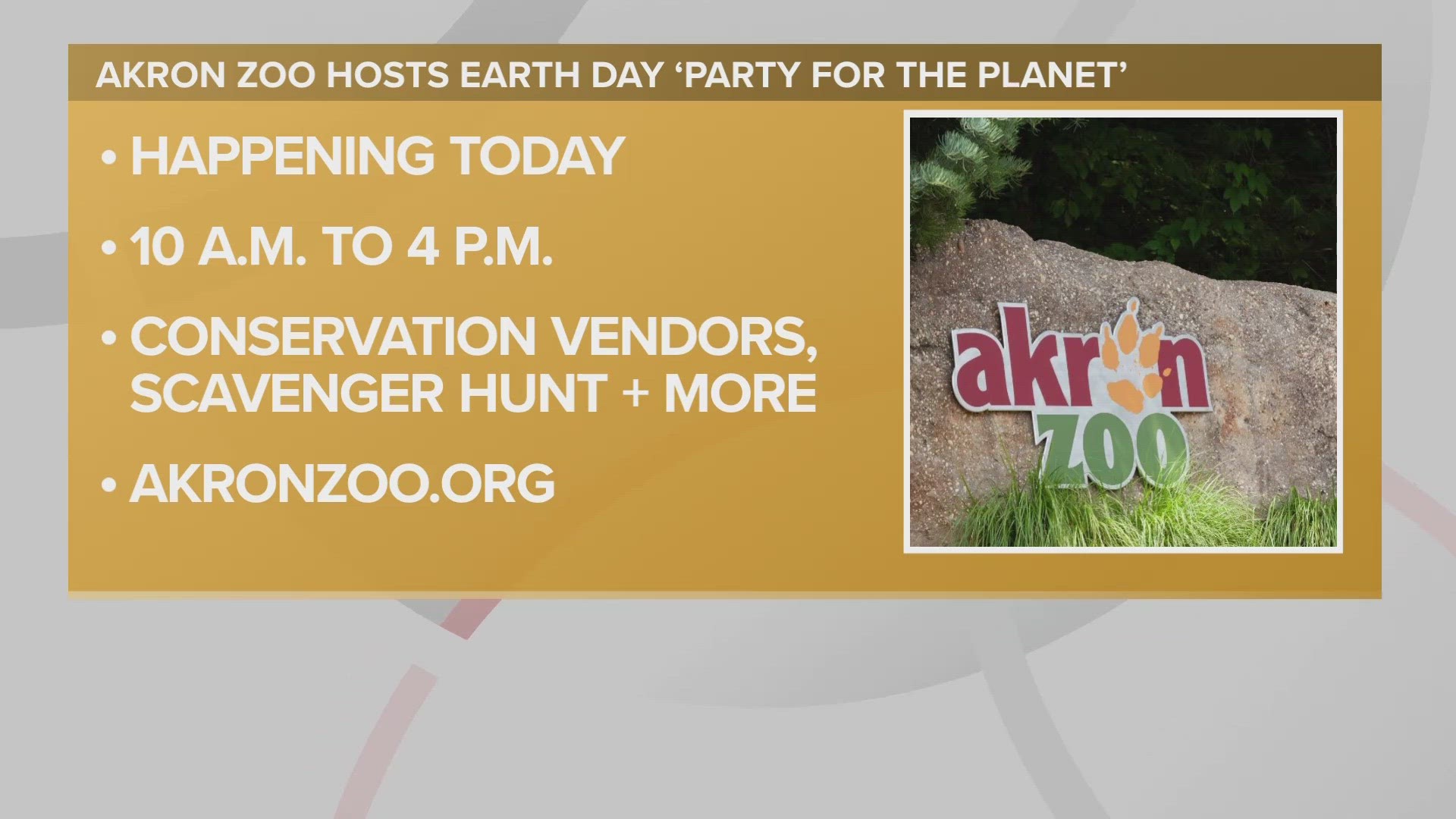 Happy Earth Day 2023! The Akron Zoo is hosting a Party for the Planet for a fun-filled education day.