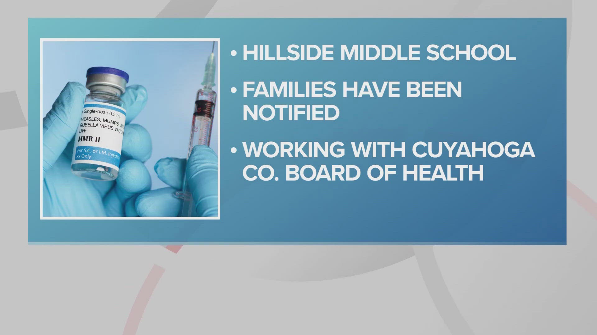 According to Parma Superintendent Charles Smialek, a seventh grade student at Hillside contracted the mumps.
