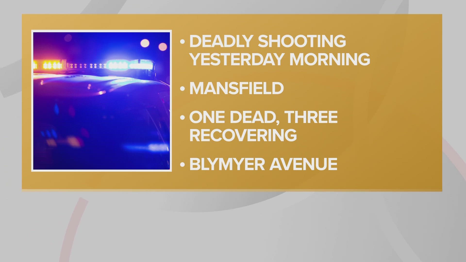 Mansfield police are asking for the public’s help in finding the suspects involved in a shooting that left one person dead and three others hurt Sunday morning.