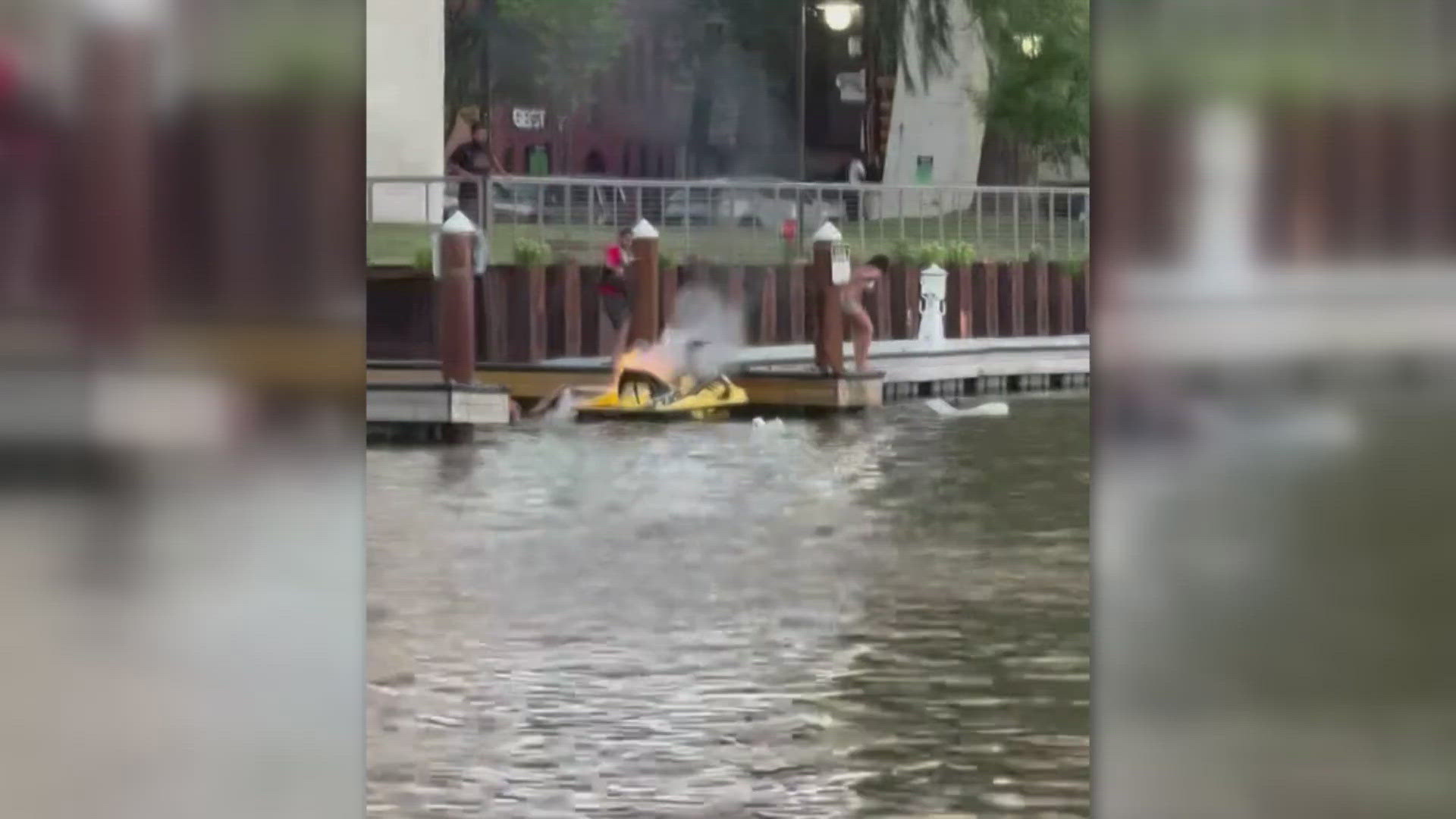 Dylan Kunz told 3News he was with his father in the Flats when they heard an explosion and saw flames coming from a jet ski in the water.