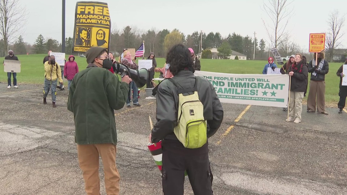 Deportation Rally Protesters rally against US deportation policies in Geauga County ...