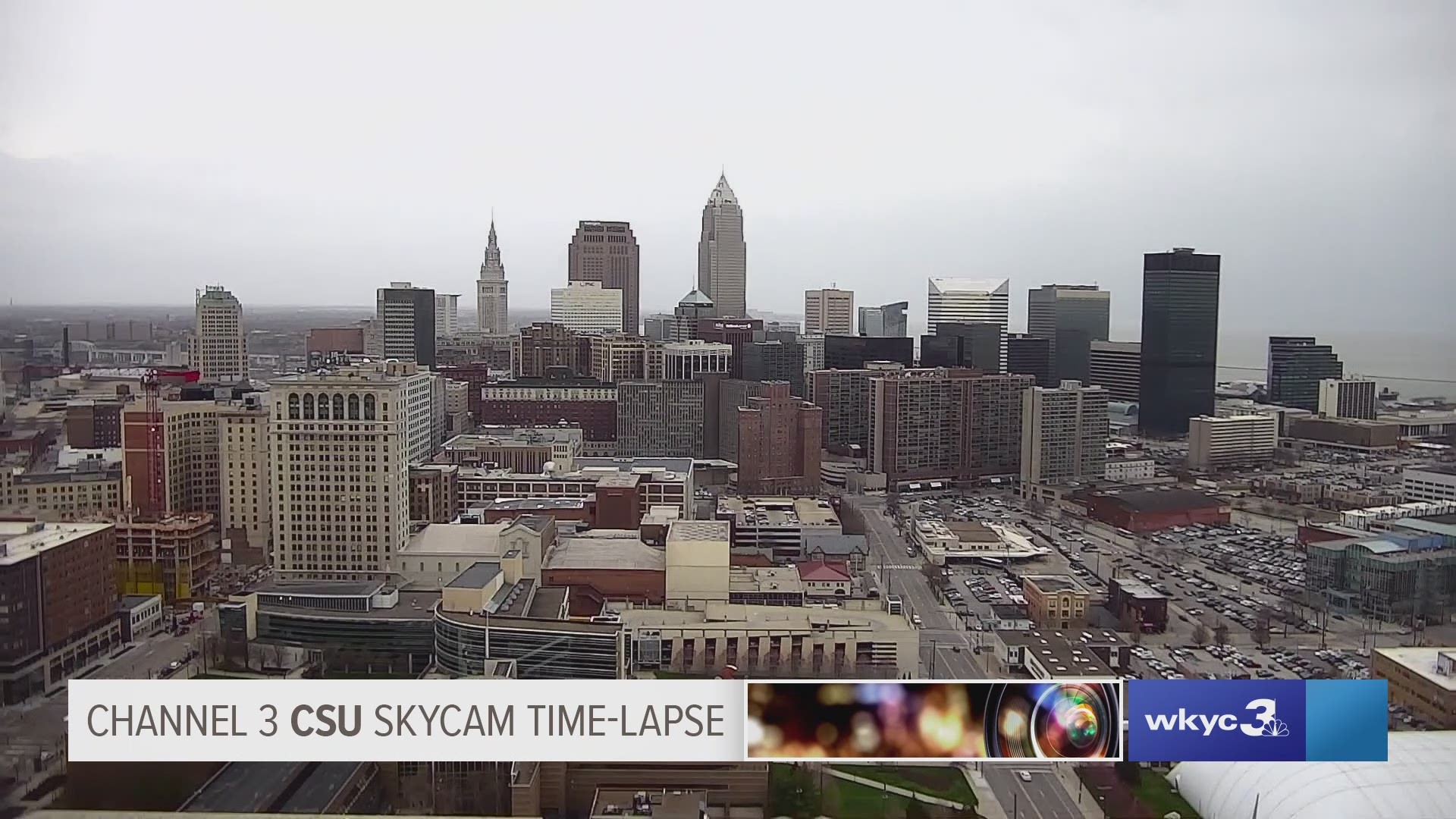 Earlier today (4/12/19), a potent front blew through the Cleveland area. Here's how it looked from the CSU Skycam in time-lapse mode. #3weather