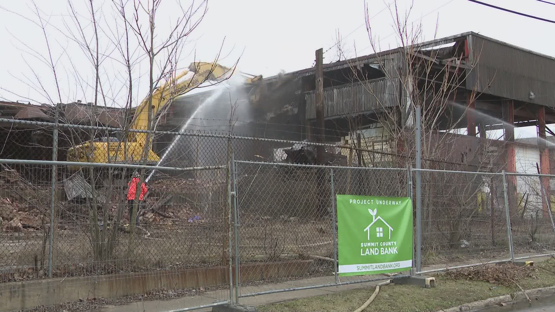 On Thursday, the Summit County Land Bank hosted a kick-off event for the demolition of the Atlantic Foundry building at 228 Annandale Ave.