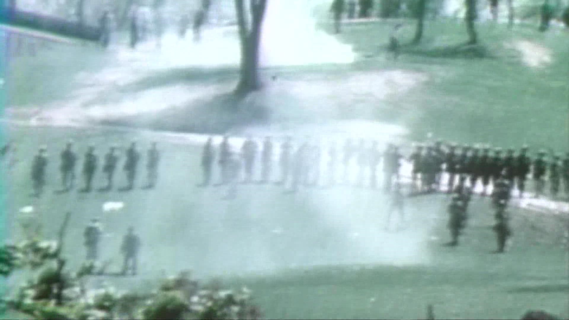 Four students were shot dead by the Ohio National Guard while protesting the Vietnam War. Nine others were injured.