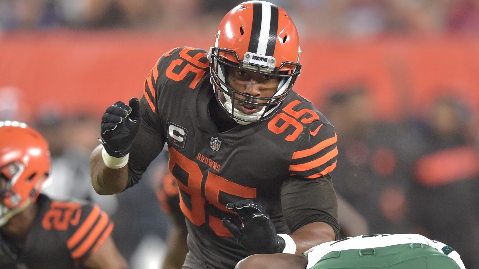 Watch: Myles Garrett strips Jared Goff to set up Browns field goal ...