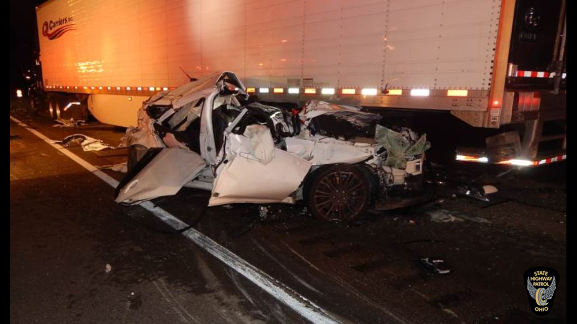 Car Gets Crushed Between Two Semis On Ohio Turnpike 7768