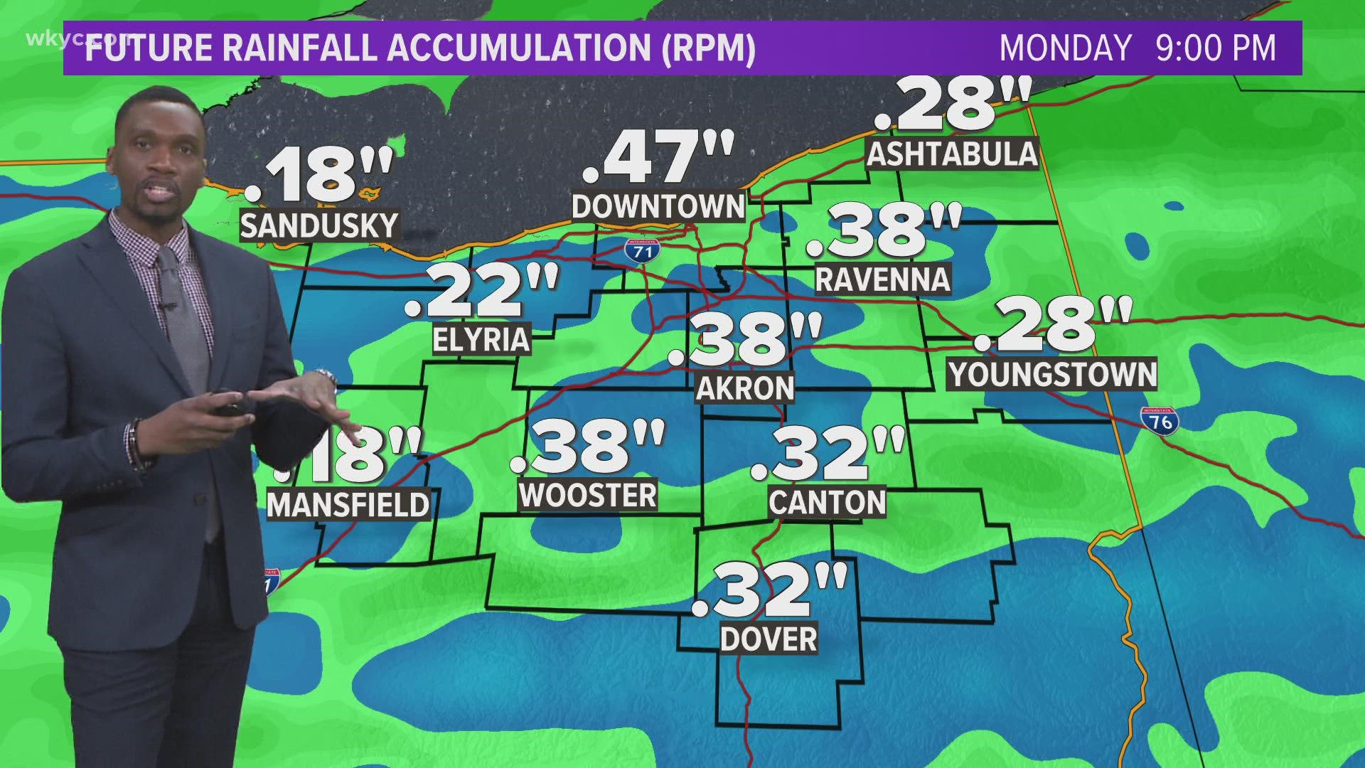 The start of a parade of storm systems will move through northern Ohio tonight into Monday