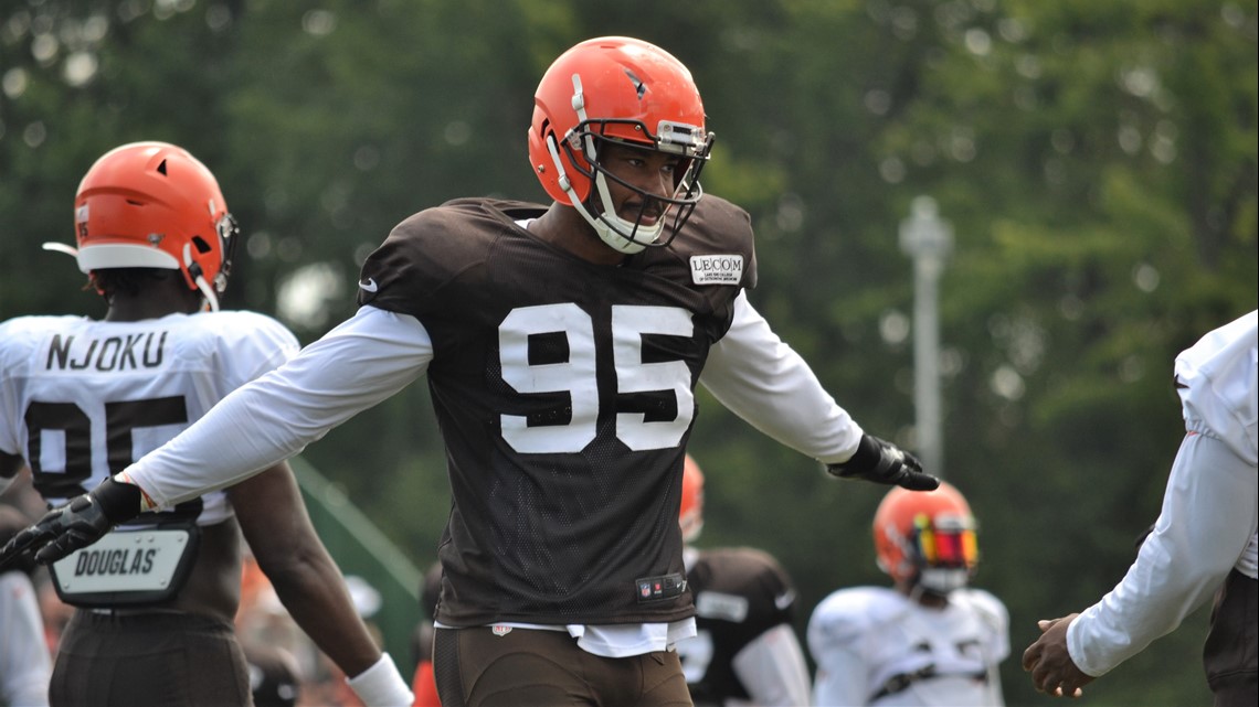 Cleveland Browns DE Myles Garrett sports Dragon Ball Z-inspired visor at  Orange and Brown Scrimmage