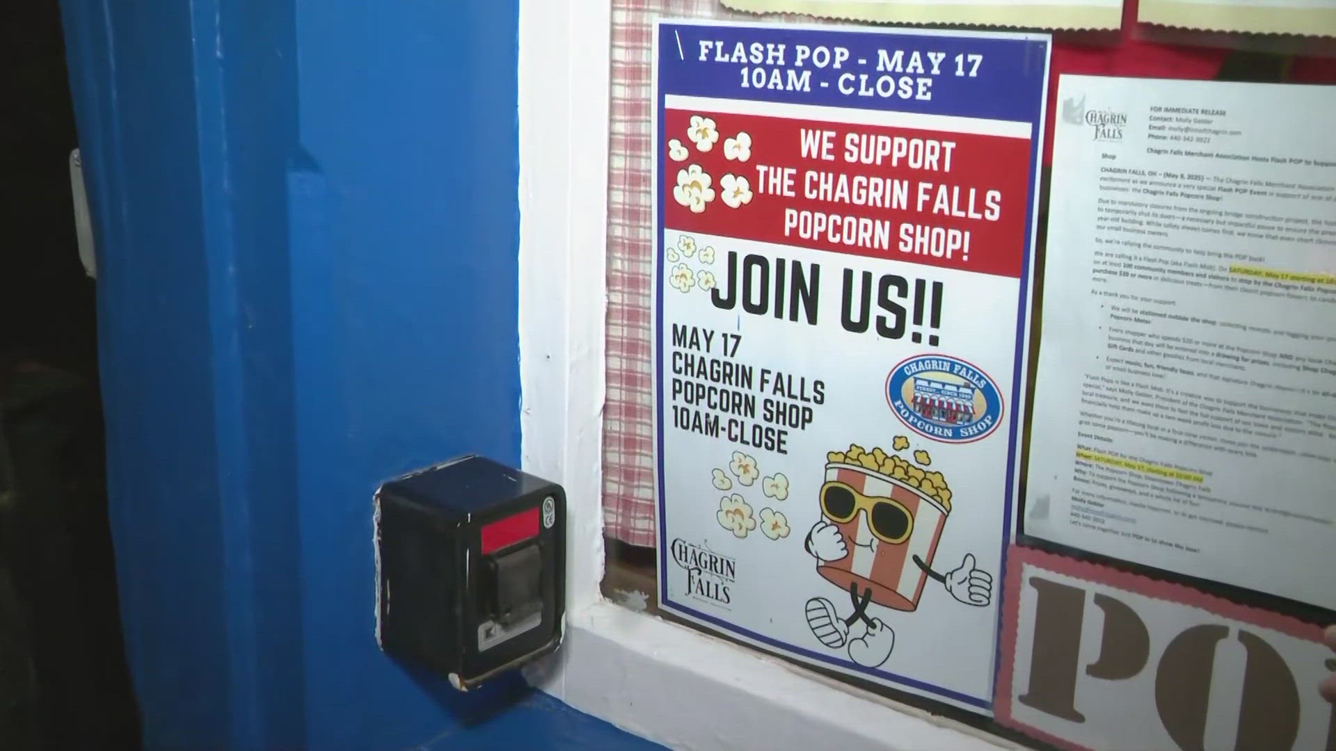 The event is being held to help support the Chagrin Falls Popcorn Shop, which has been impacted by a construction project in the area.