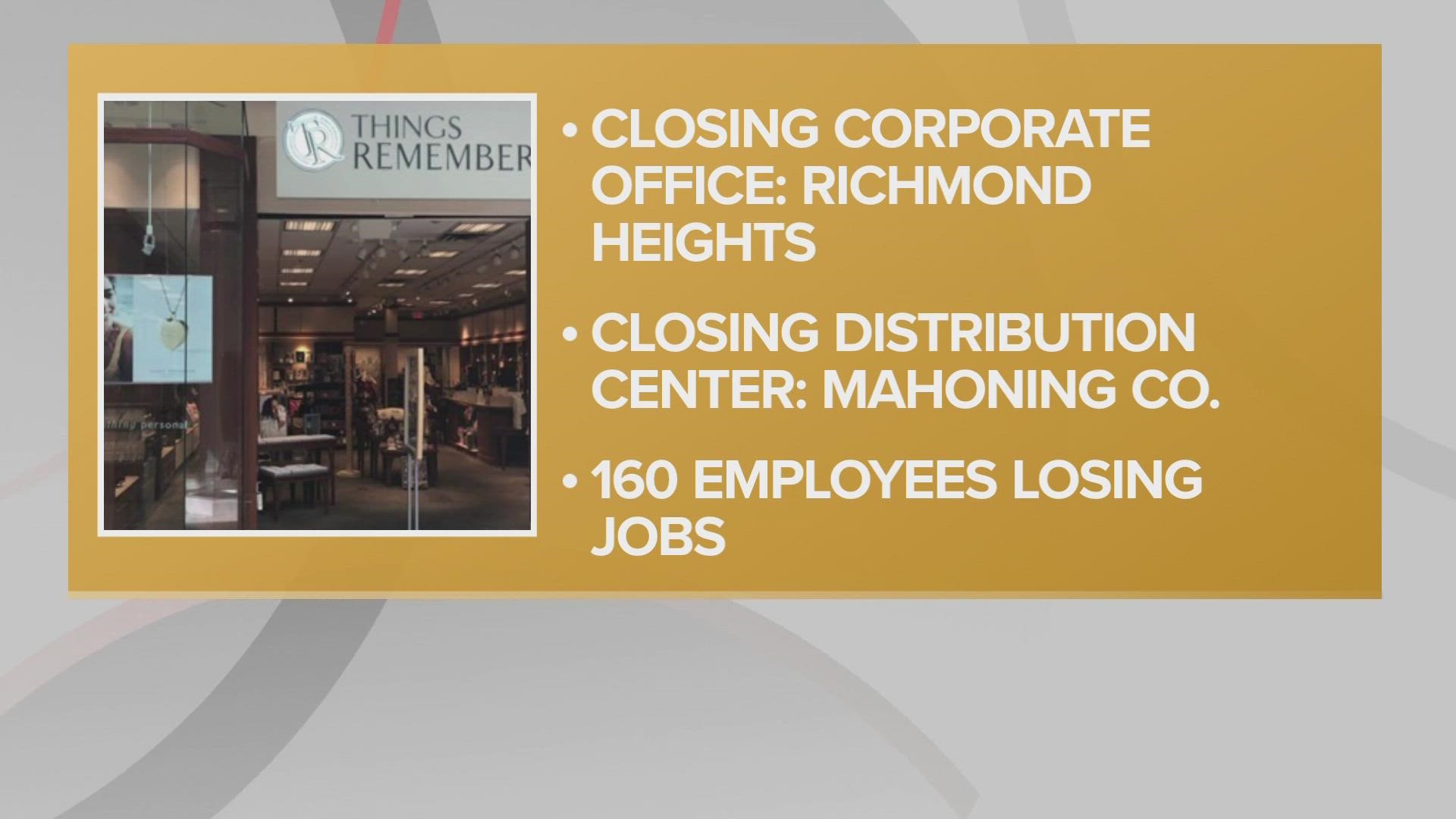 More than 160 jobs will be lost, according to the company's filing with the Ohio Department of Job and Family Services.