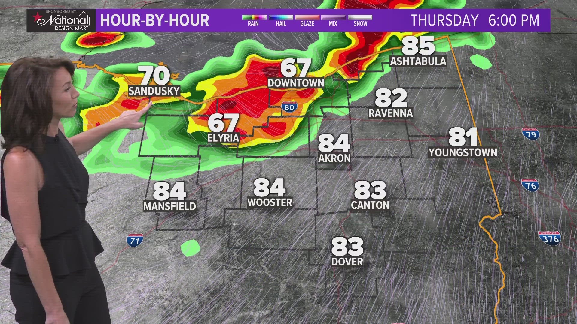 Storms expected to include damaging winds up to 75mph, heavy rain, hail up to 2+", and the threat for tornadoes.