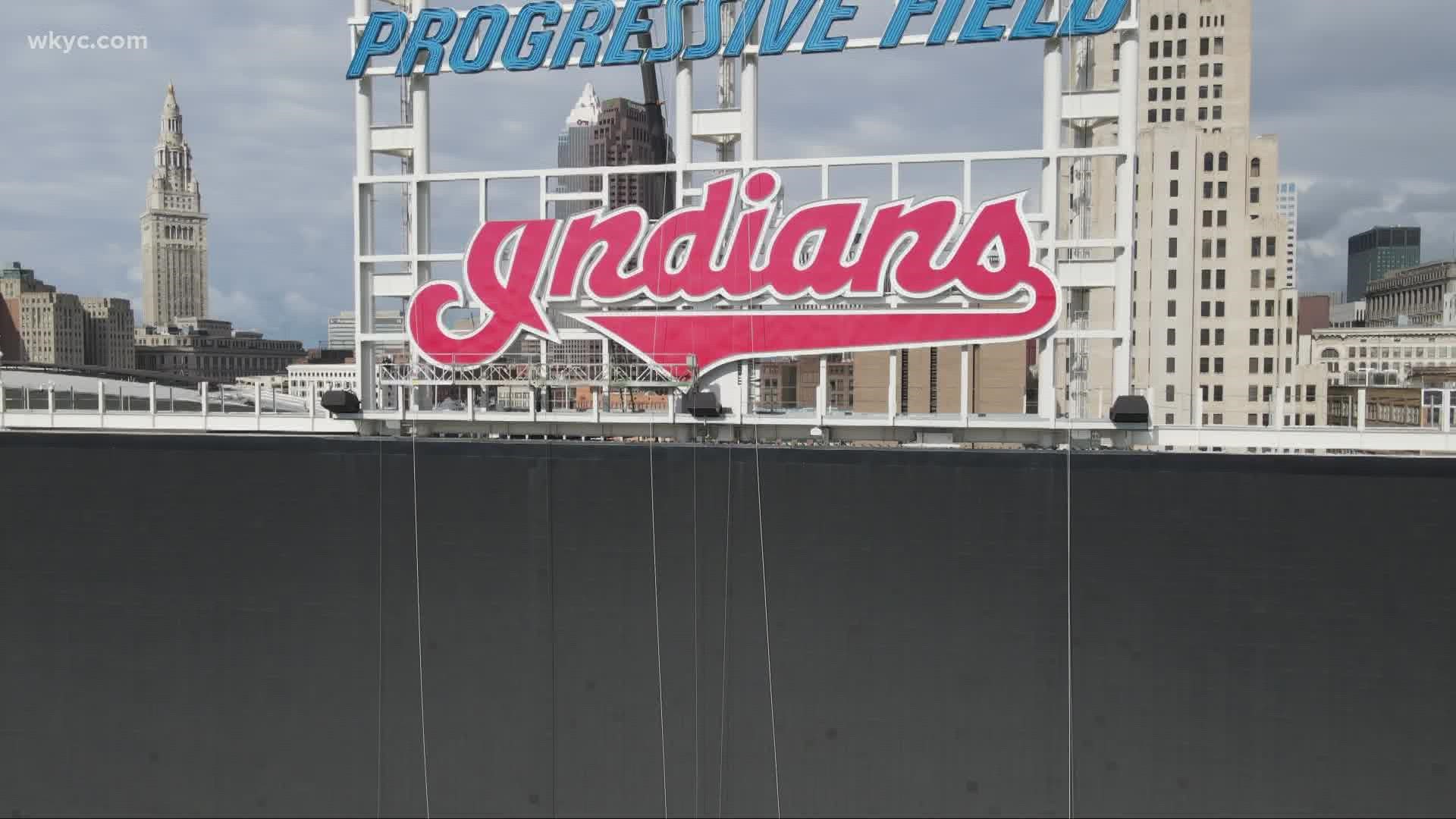 The Cleveland Indians sign is coming down. The move officially marks to the start of a new era.