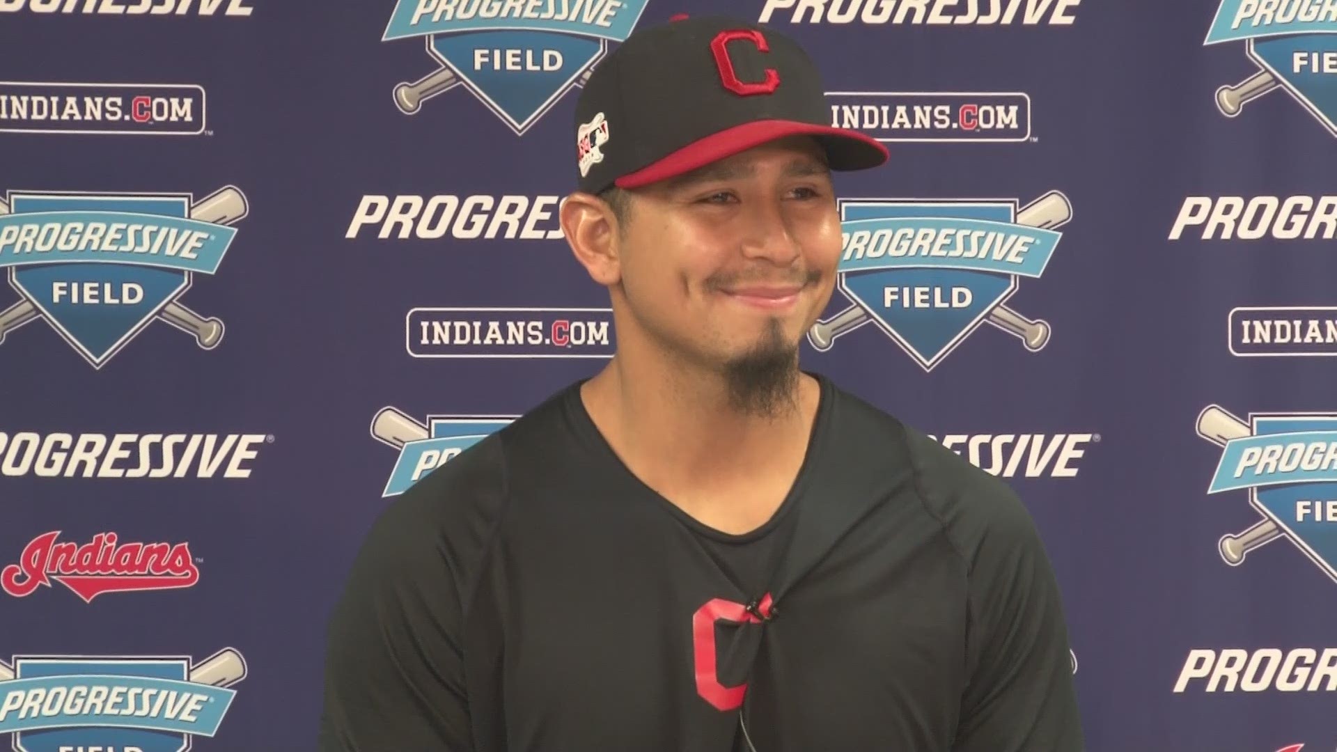 Carlos Carrasco met with members of the media on Thursday at Progressive Field.