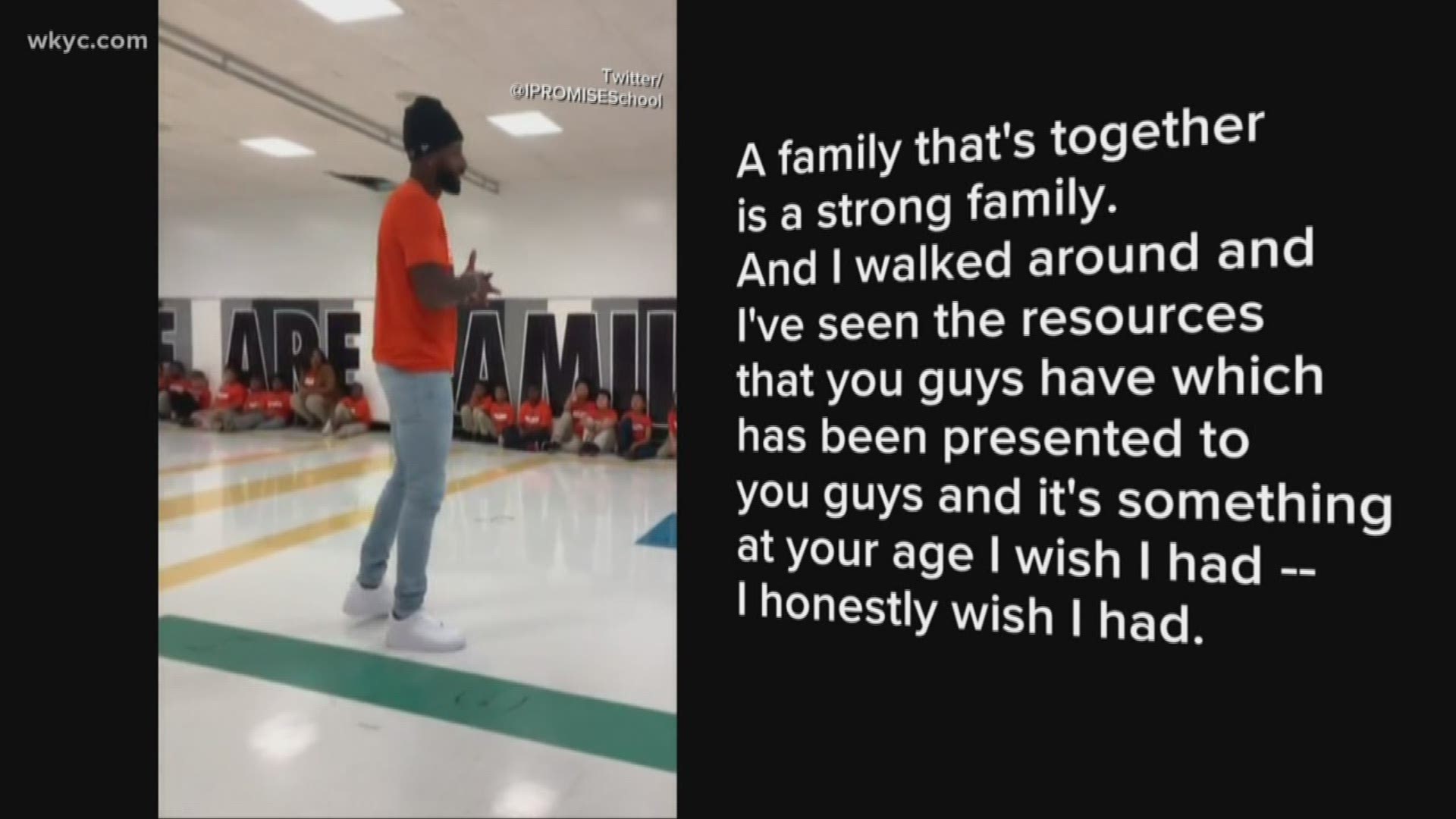 Cleveland Browns WR Jarvis Landry gives speech at LeBron James' I PROMISE School