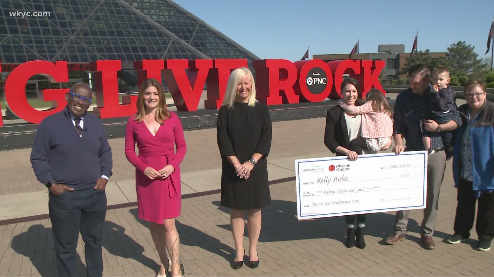 It was a special moment as nurse Kelly Stake, who works in the COVID unit at Cleveland Clinic Hillcrest Hospital, was surprised with a check for $15,000.