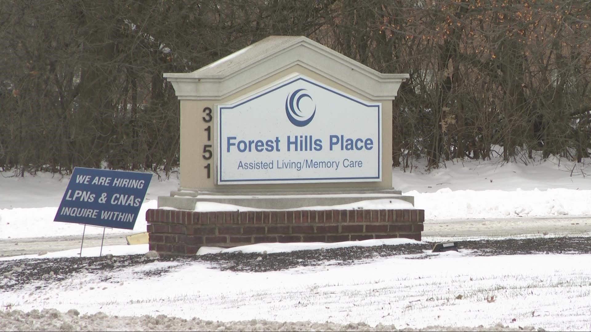An elderly woman was found dead outside of a Cleveland Heights nursing home on Monday.