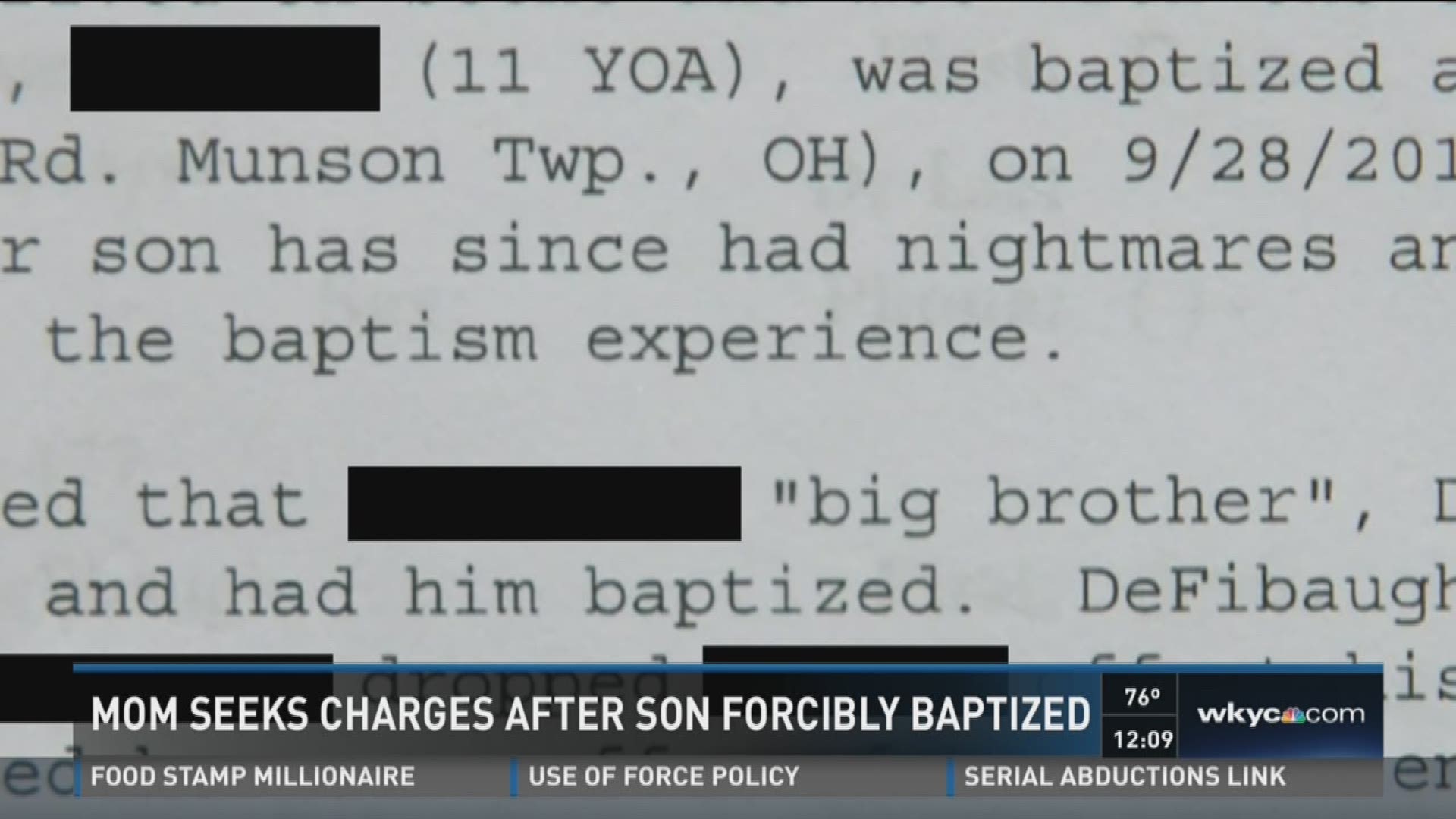 Special needs son forcibly baptized