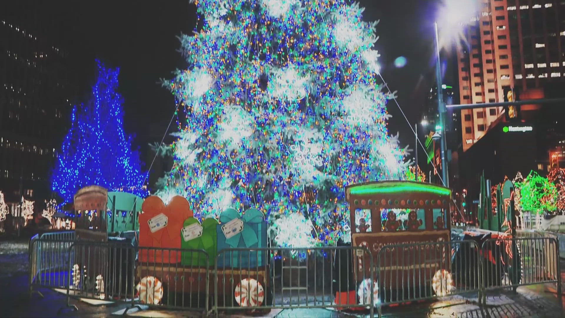 Festivities get underway Saturday at 3 p.m., with the tree lighting at 6 p.m. and fireworks immediately after.