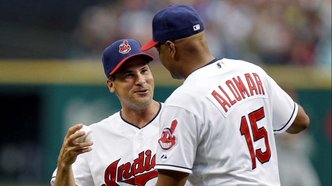 Carlos Baerga congratulates former teammate, Sandy Alomar Jr. 