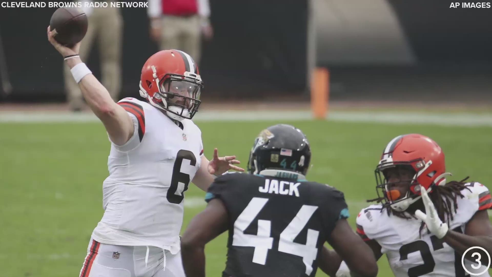 The Cleveland Browns regained a lead over the Jacksonville Jaguars when Baker Mayfield found Austin Hooper for a second-quarter touchdown.