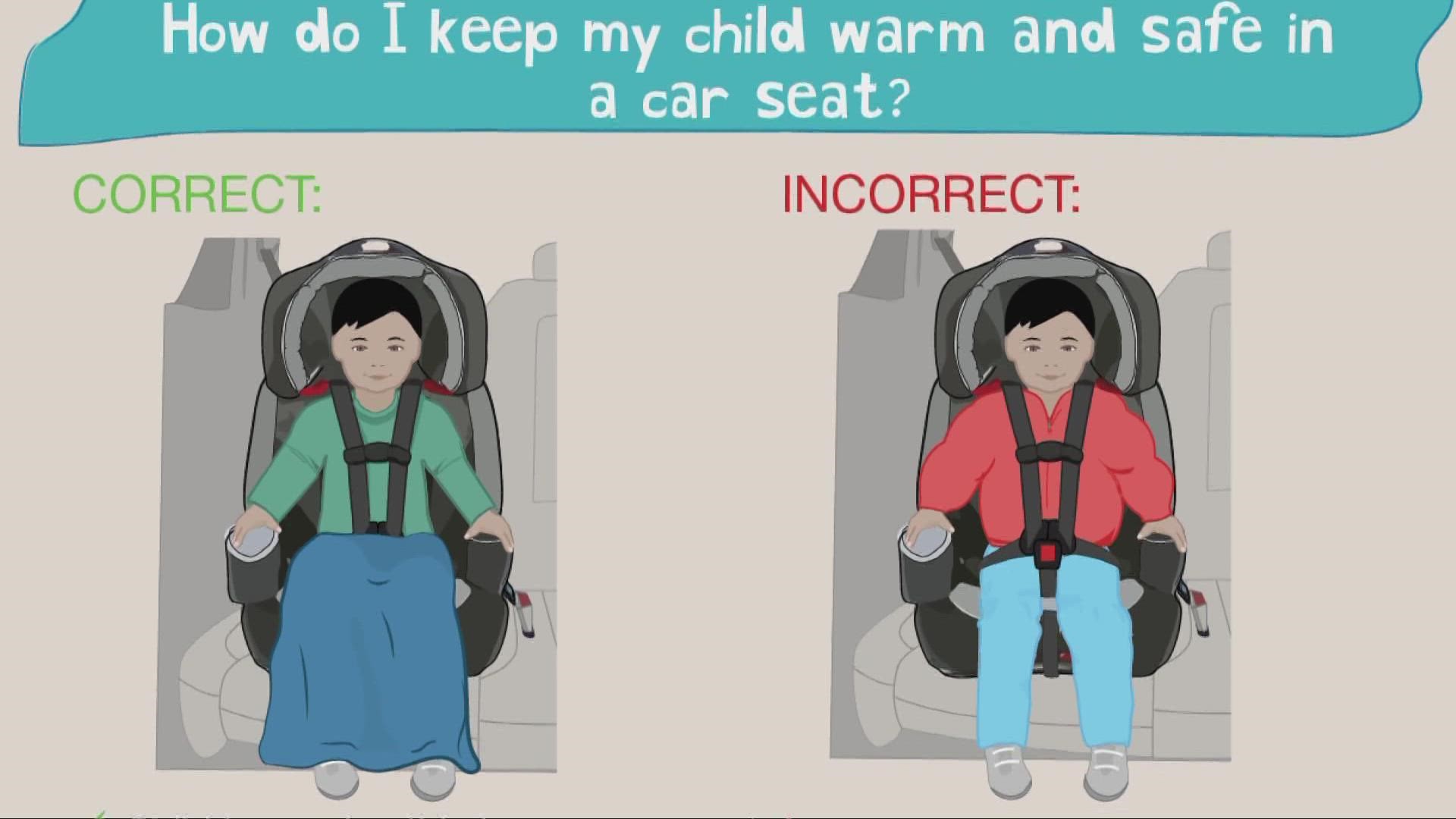 Experts are reminding parents about the danger of putting children in car seat with a puffy coat.