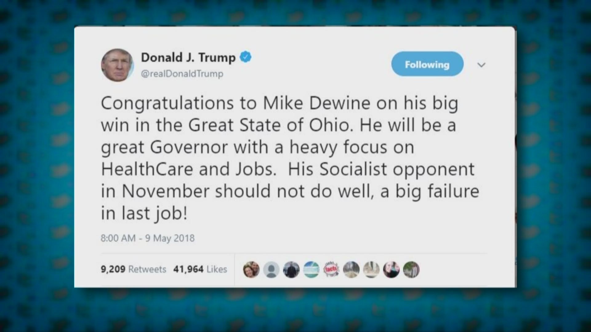 President Trump gives Mike DeWine endorsement for Ohio governor