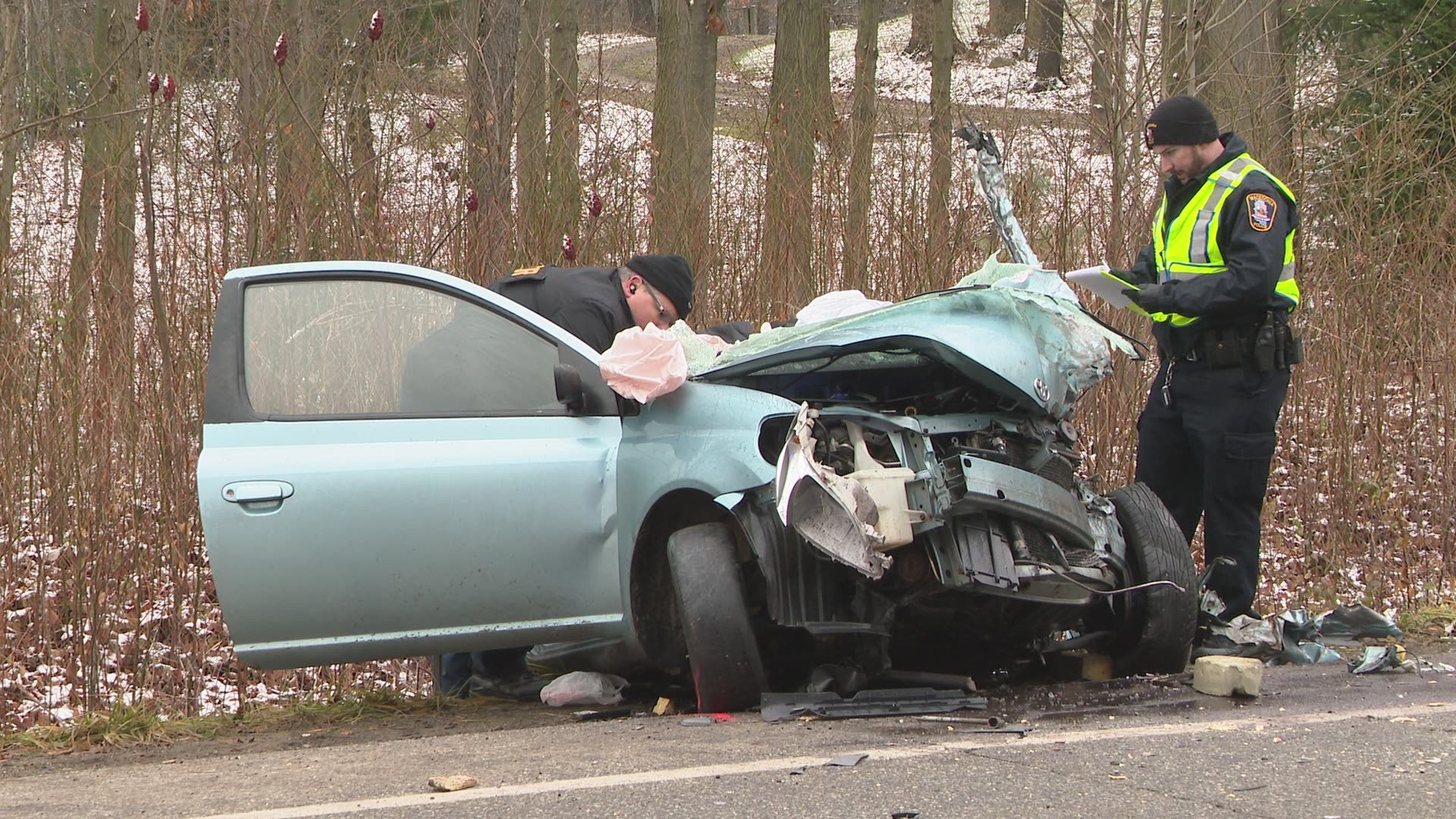 Streetsboro police say the head-on crash involved a 2009 Chevrolet Silverado and a 2001 Toyota Echo, which police say suffered "catastrophic damage."