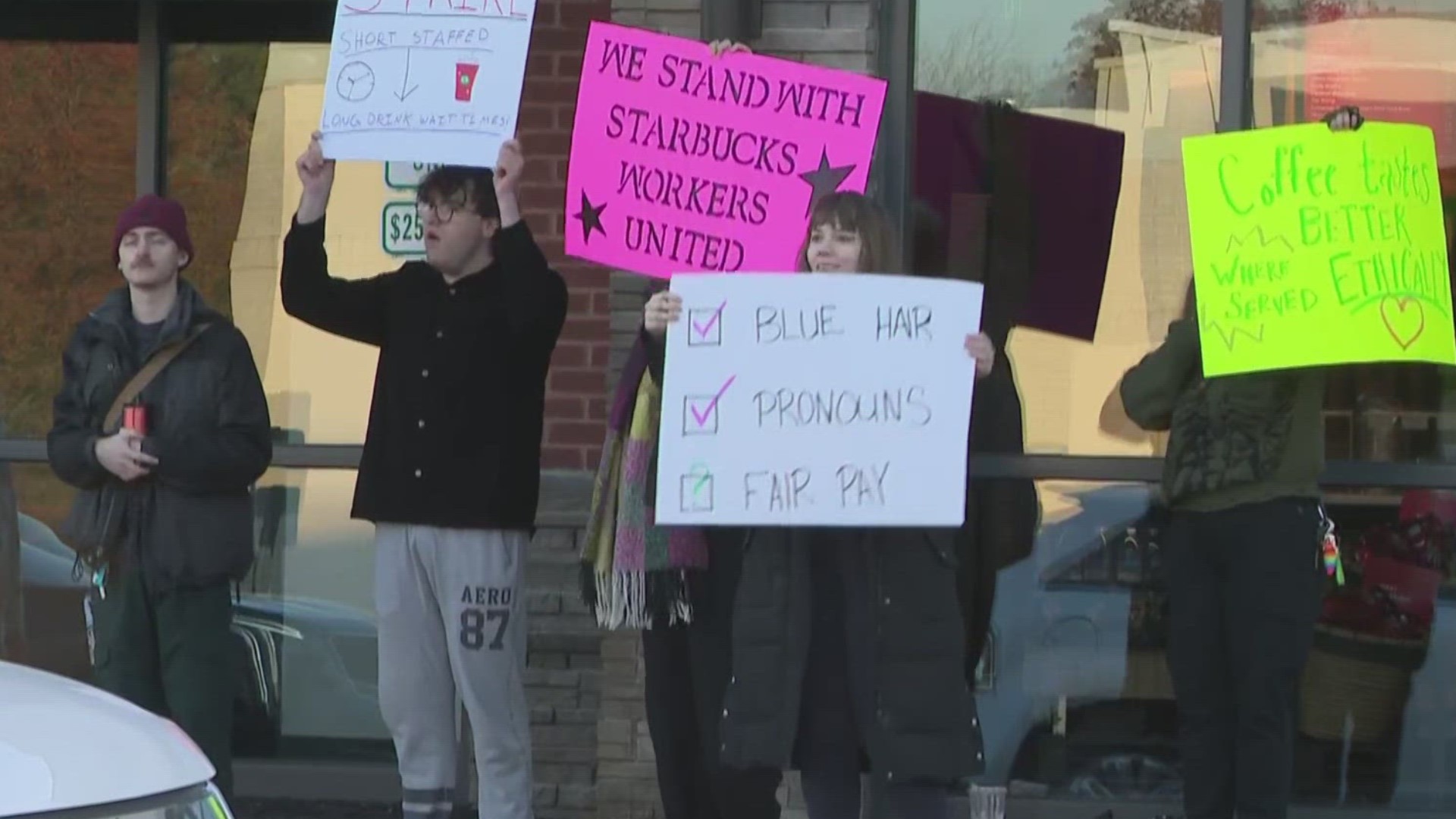 Some Starbucks workers in Strongsville were among those joining a strike nationwide in what's being called the 'Red Cup Rebellion.'