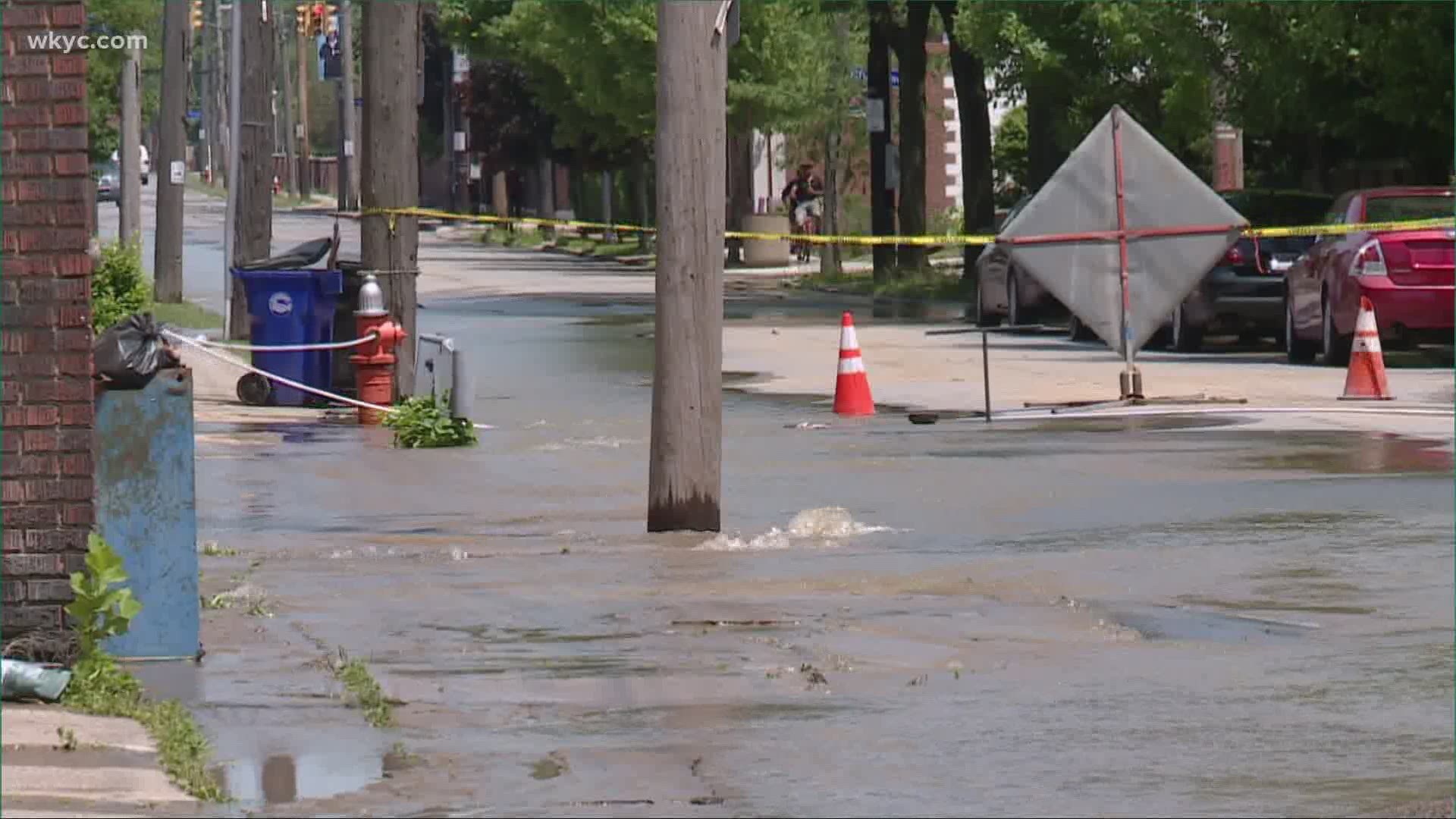 The areas has seen several water main breaks Sunday. Crews are still working to repair some of them.