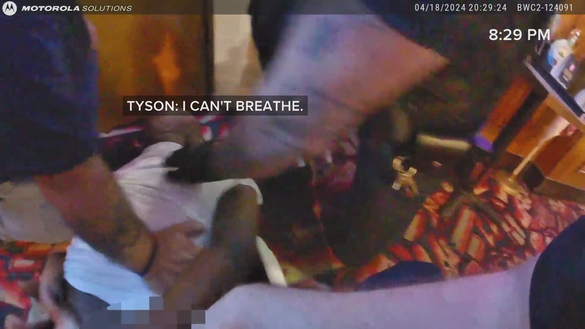 An officer can be seen placing his knee on Frank Tyson's upper body for roughly 30 seconds. More than five minutes passed before police checked Tyson for a pulse.
