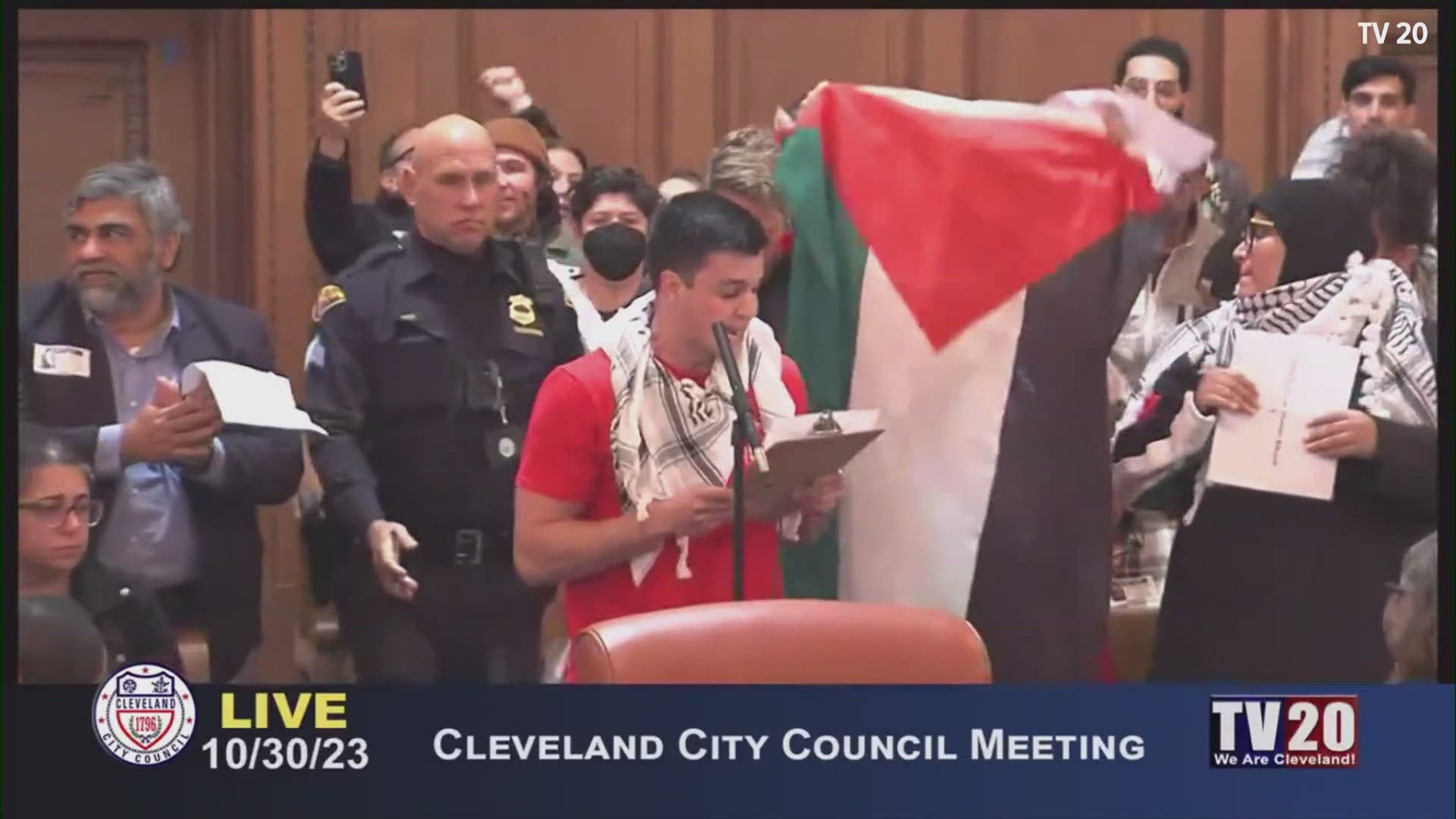 Monday's Cleveland City Council meeting became disruptive as dozens of Palestine supporters showed up to speak.