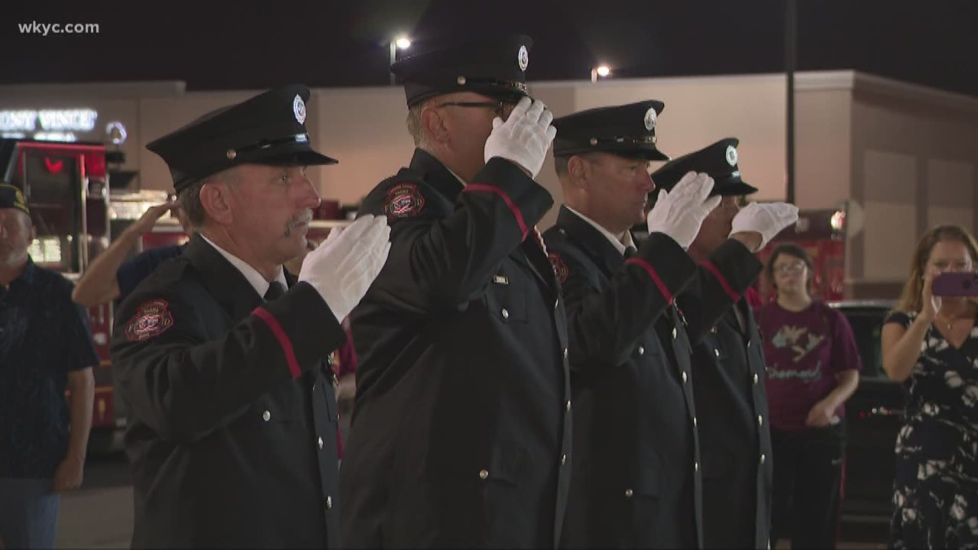 The nation paused to remember the nearly 3000 killed in the terror attacks 18 years ago today. In Parma, firefighters held a ceremony tonight. Among those there, a retired New York City firefighter who was at what was then known as Ground Zero on 9/11.