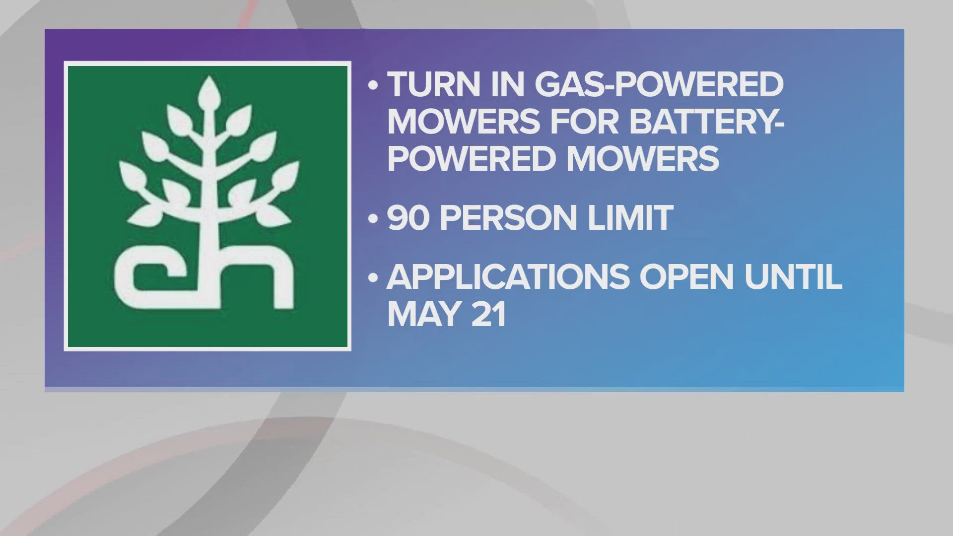 Cleveland Heights Mayor Kahlil Seren announced 90 residents will be selected to turn in their gas-powered lawnmowers in exchange for battery-powered ones.