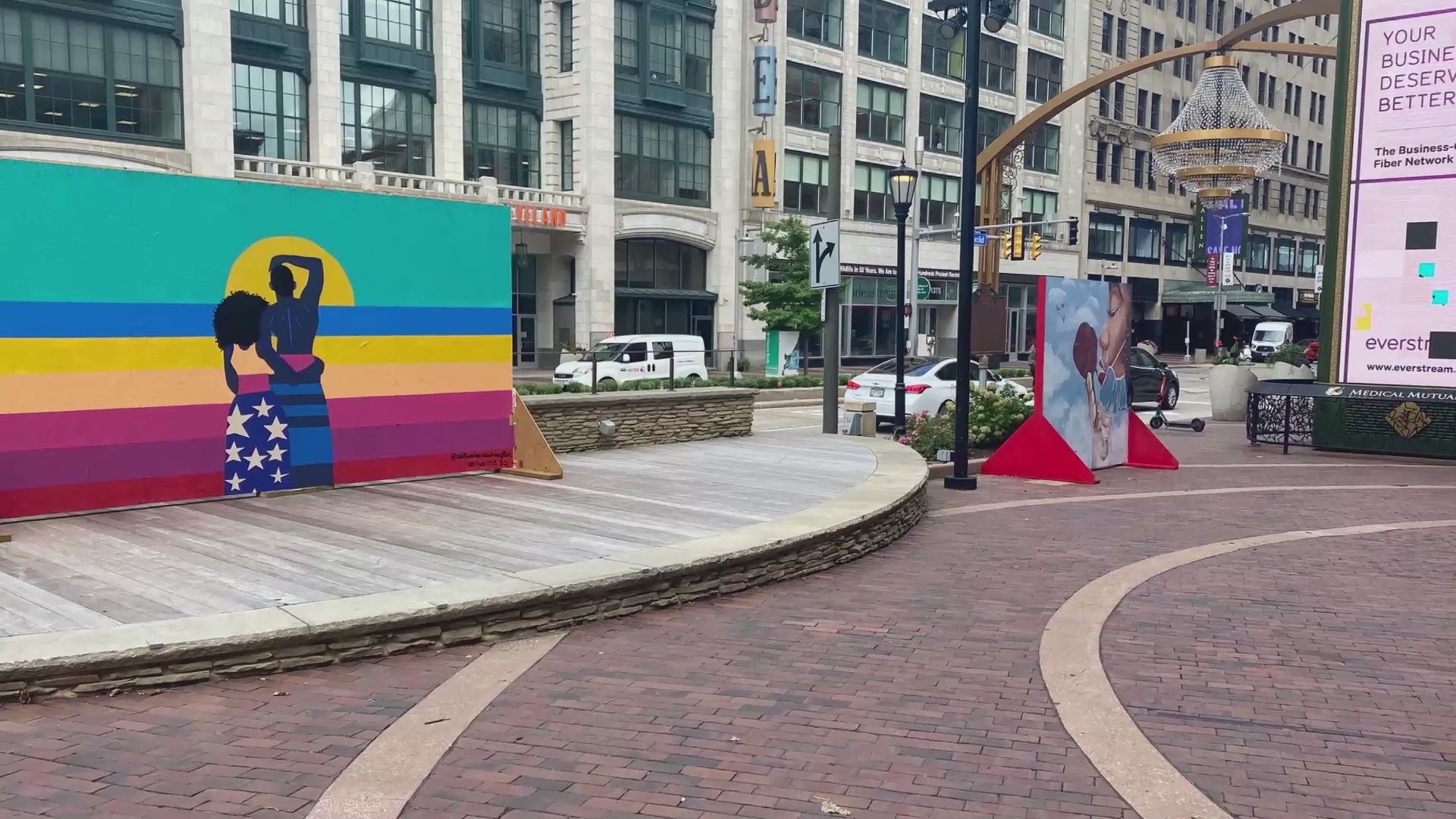 The mural series was unveiled at the U.S. Bank Plaza pop-up gallery in downtown Cleveland. Pictures are courtesy of Downtown Cleveland Alliance.