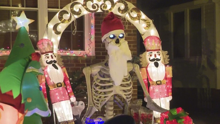 Christmas display in Parma features 12-foot skeleton