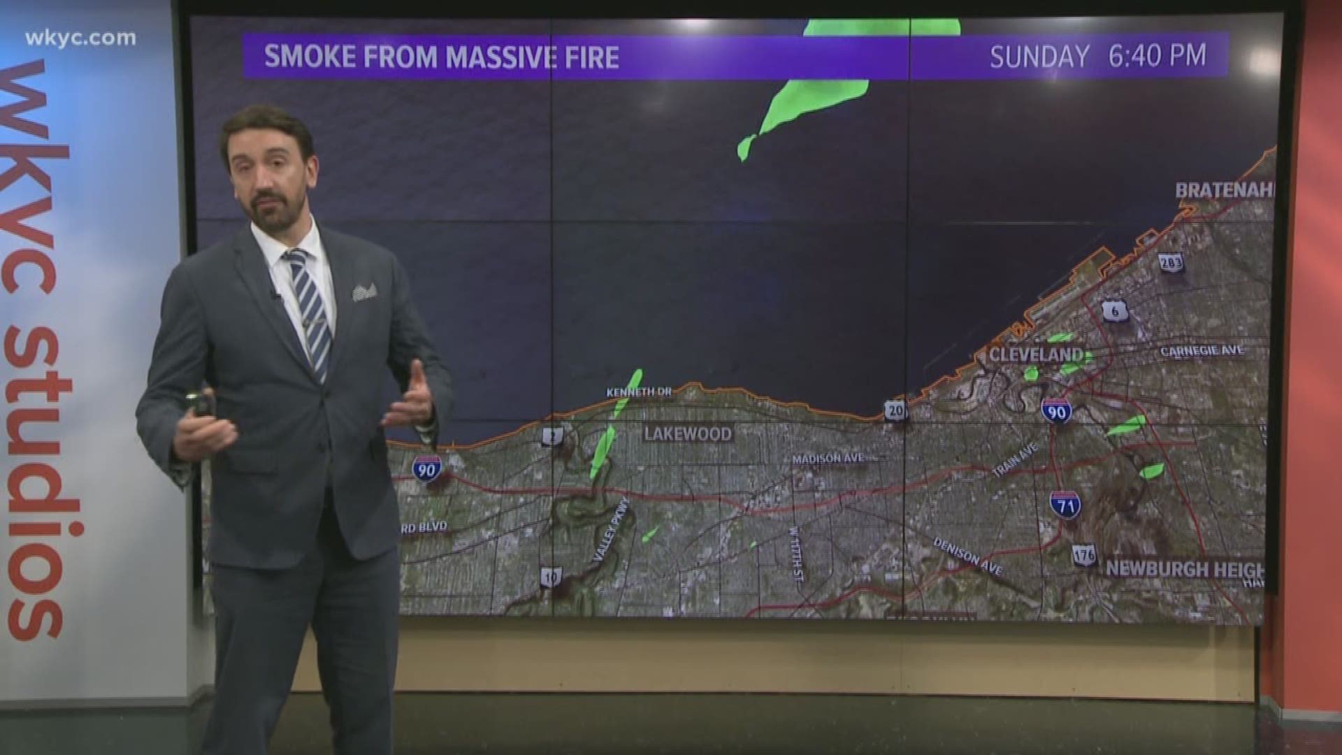 Rocky River fire's smoke shows up on radar.