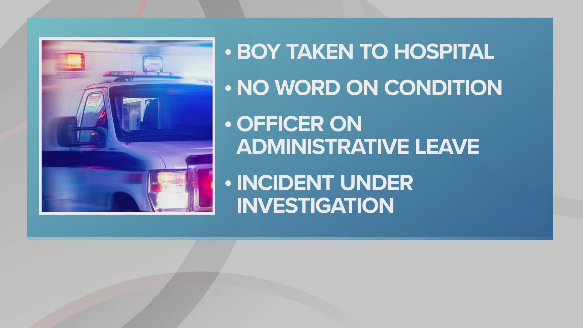 The officer has been placed on administrative leave as the investigation continues. Police are also still searching for the hit-skip suspect.