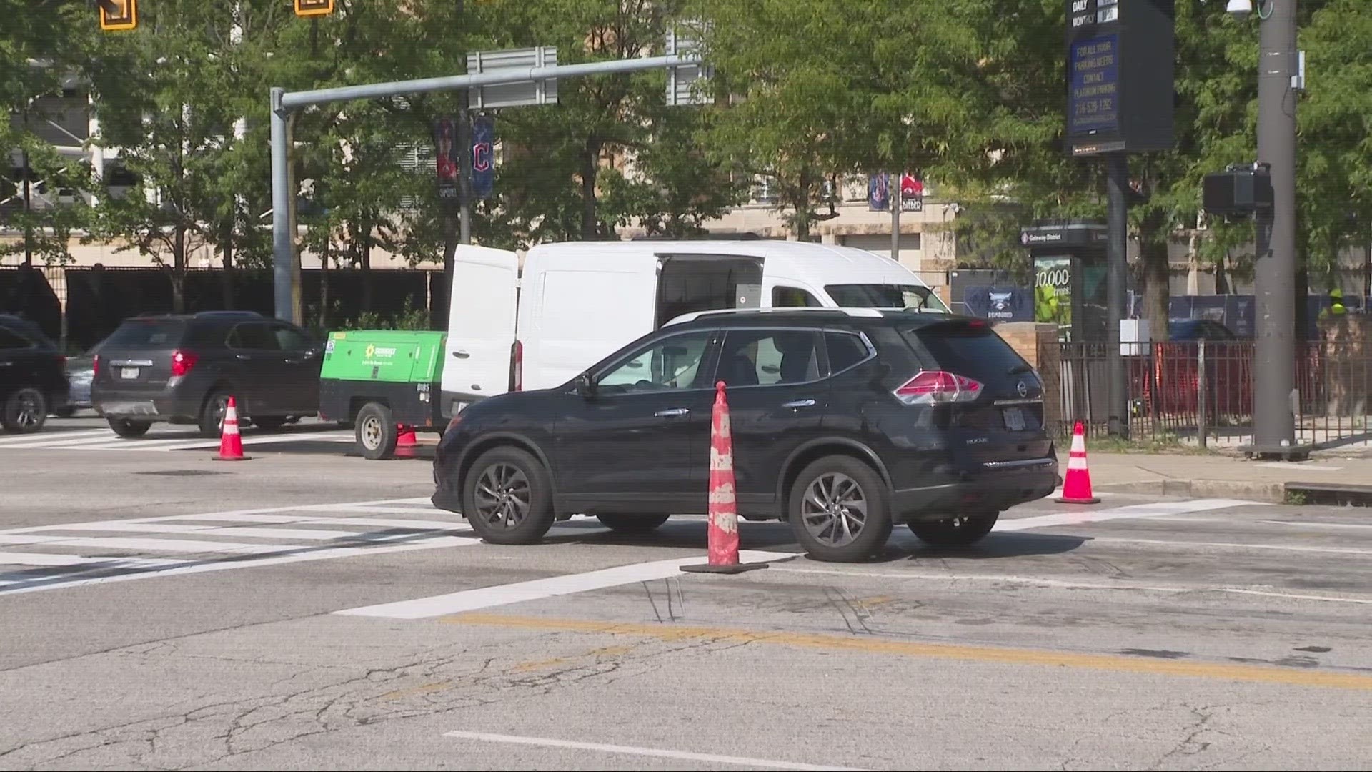 Officials from the city of Cleveland say they have surveillance cameras at the intersection of East 9th Street and Carnegie Avenue to aid the investigation.